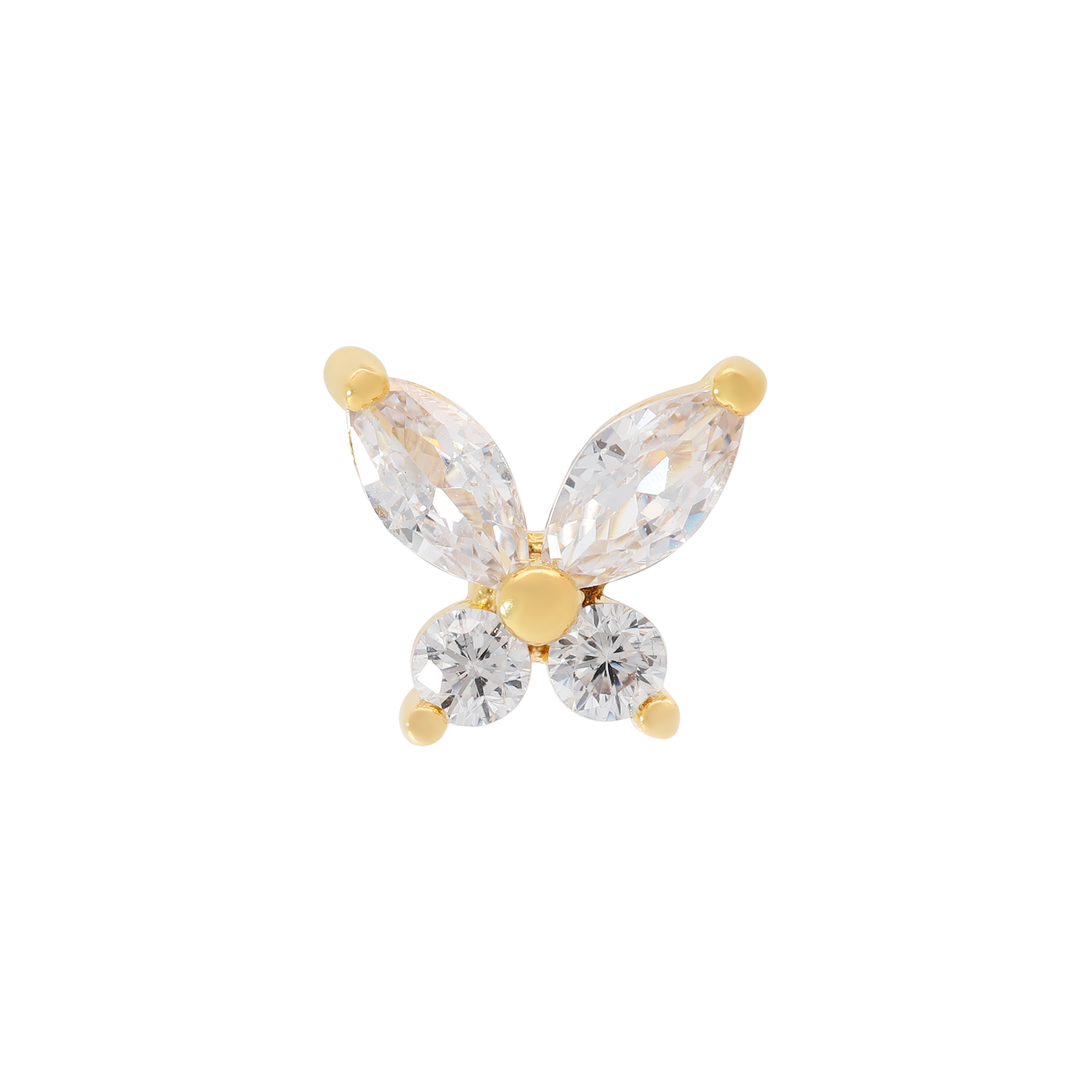 Flutter Gemstone Helix Tragus Cartilage & Conch Ear Piercing 2 - Gold