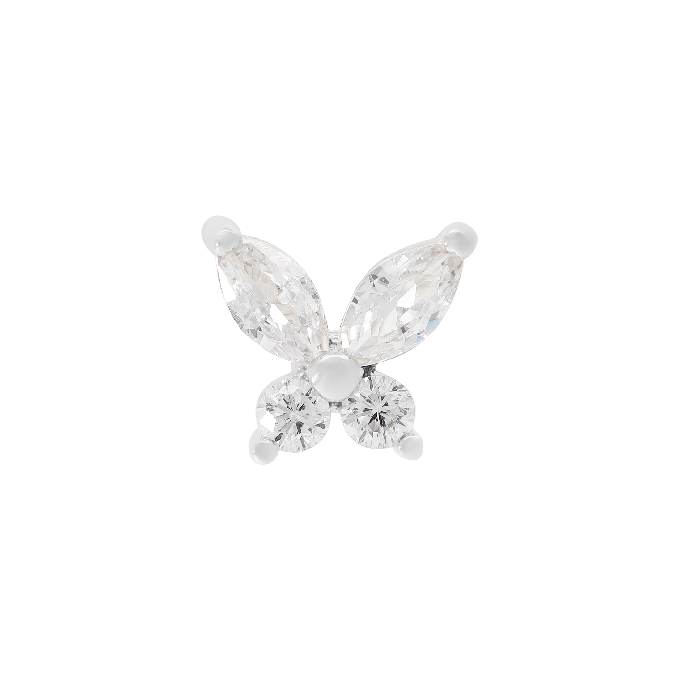 Flutter Gemstone Helix Tragus Cartilage & Conch Ear Piercing 2 - Silver