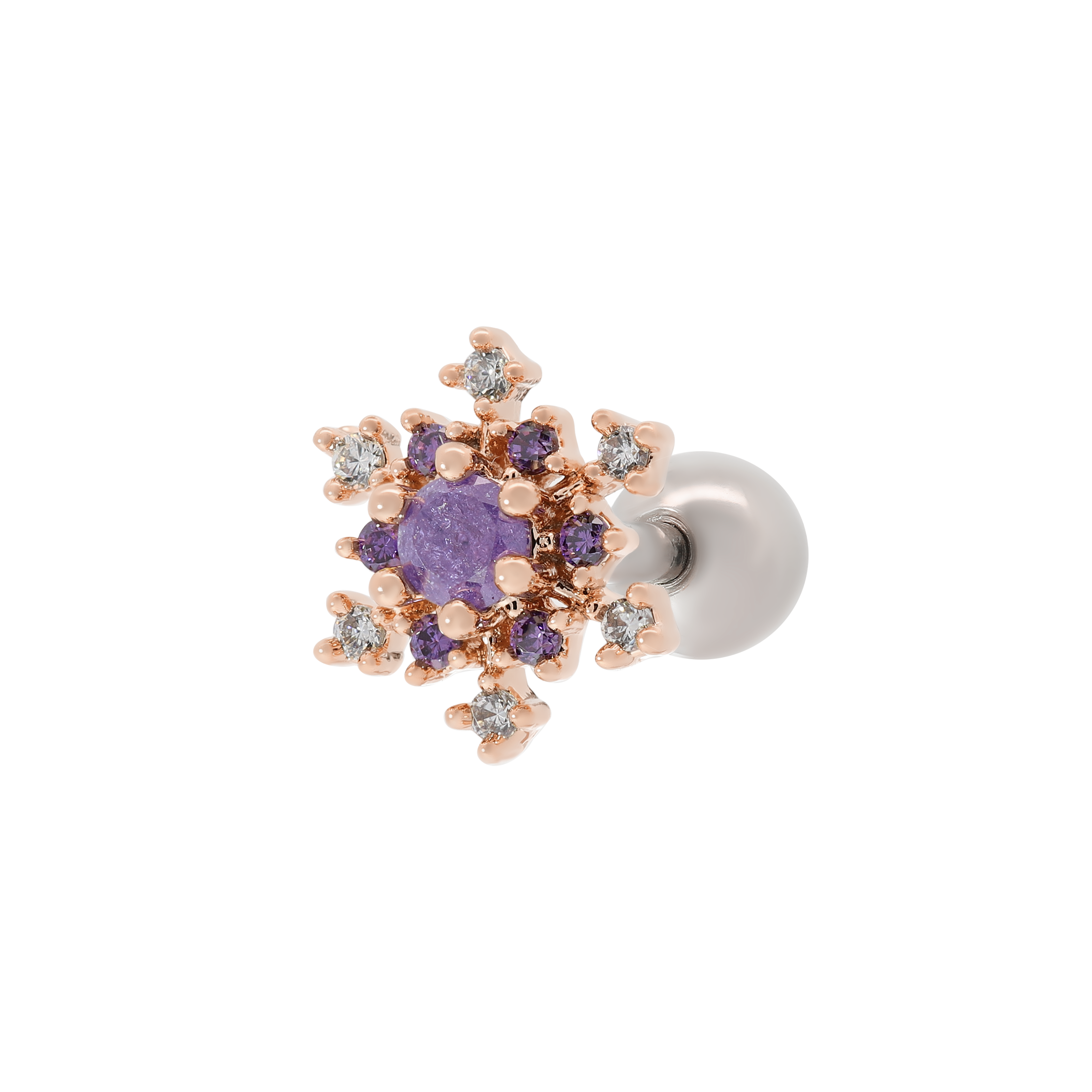 Fractal Helix Tragus Cartilage & Conch Ear Piercing - Rose Gold