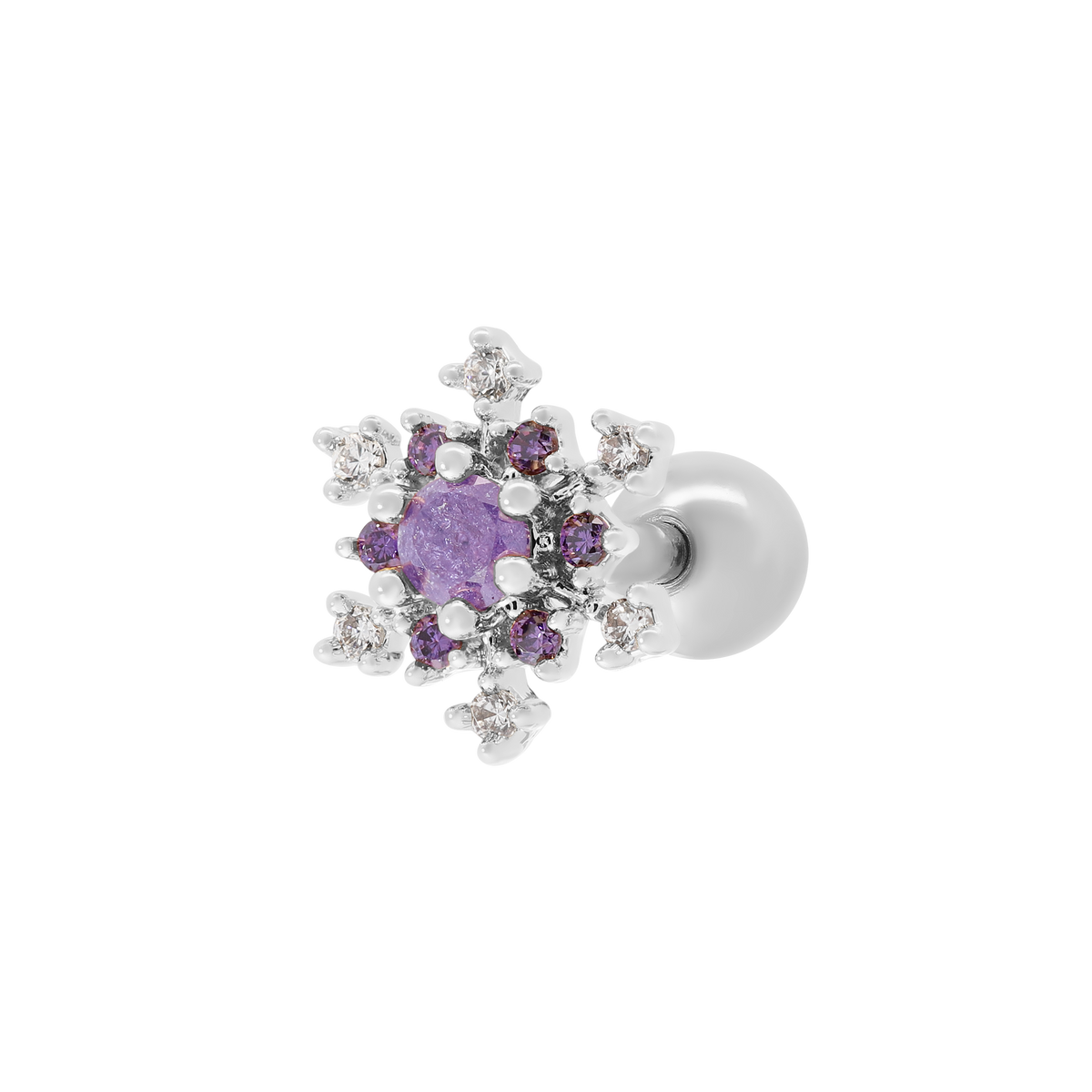 Fractal Gemstone Helix Tragus Cartilage & Conch Ear Piercing - Silver ...