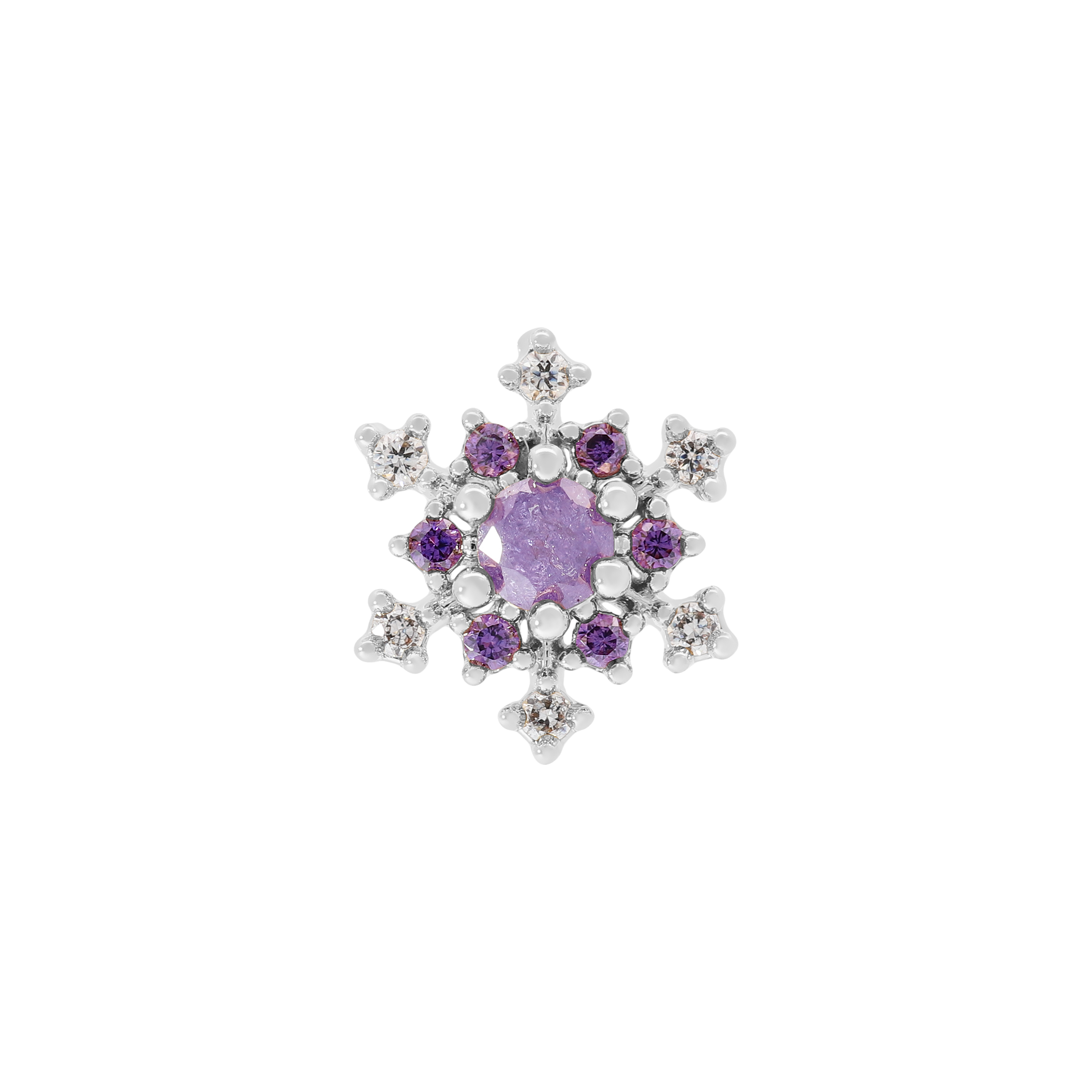 Fractal Gemstone Helix Tragus Cartilage & Conch Ear Piercing 2 - Silver