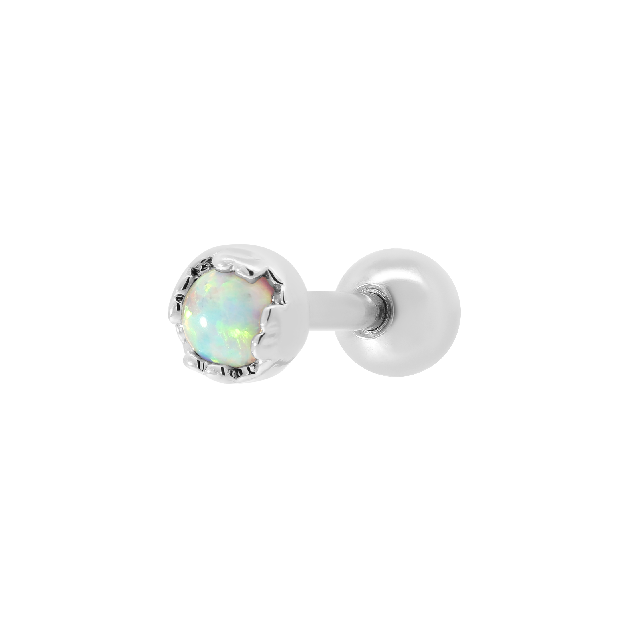 Glory Opal Helix Tragus Cartilage & Conch Ear Piercing - Silver