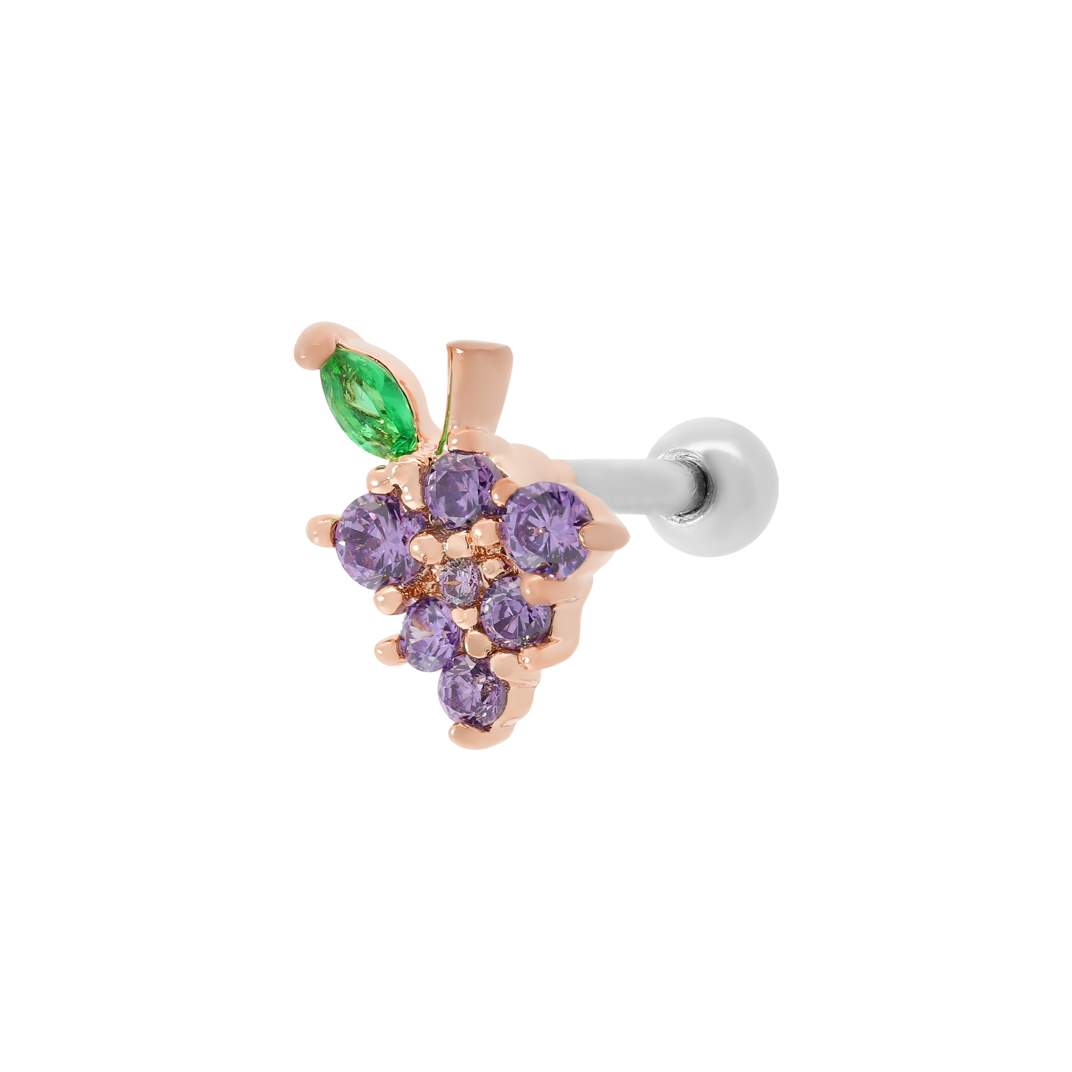 Grape Soda Gemstone Helix Tragus & Cartilage Ear Piercing - Rose Gold