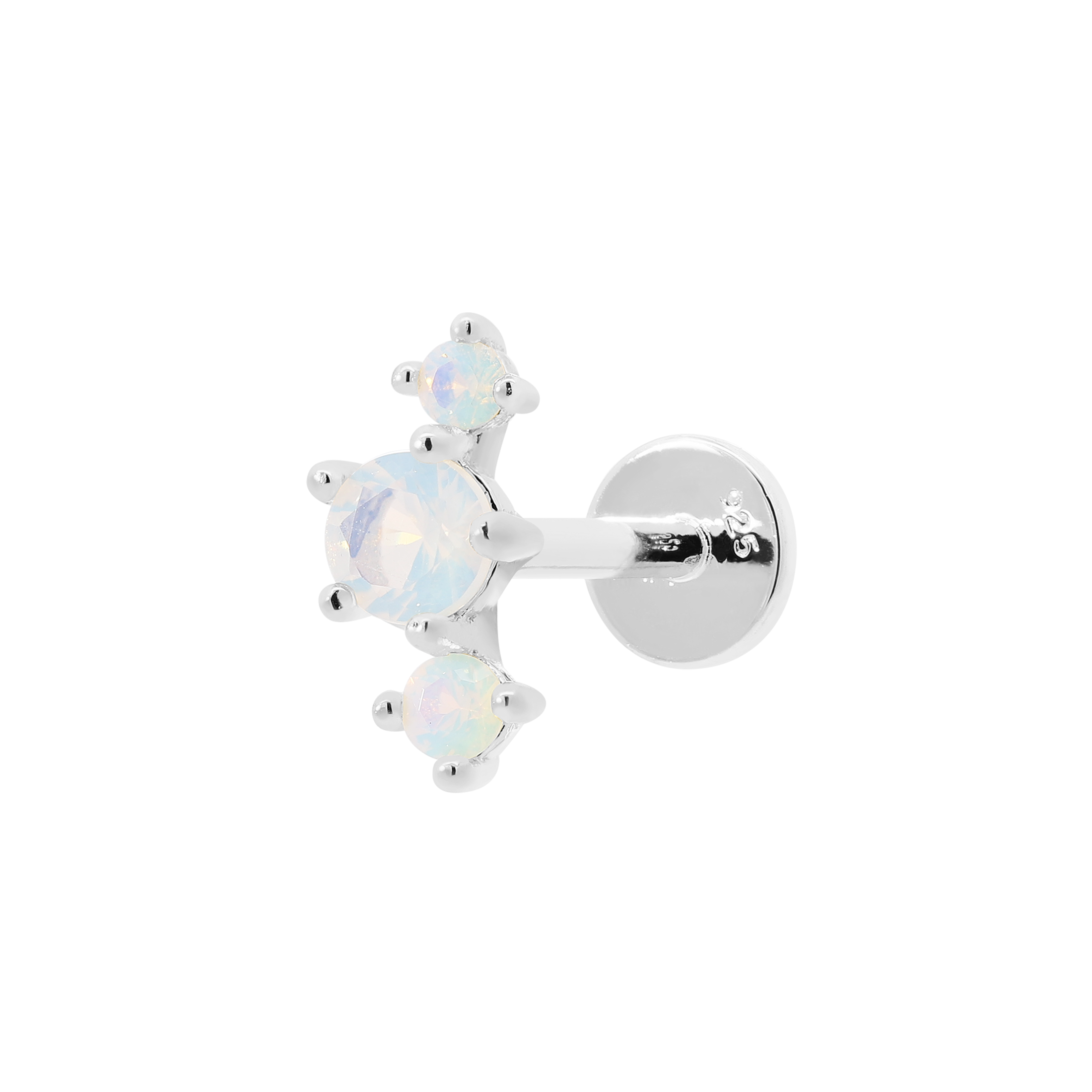 Hope Moonstone Helix Tragus Cartilage & Conch Ear Piercing - Silver