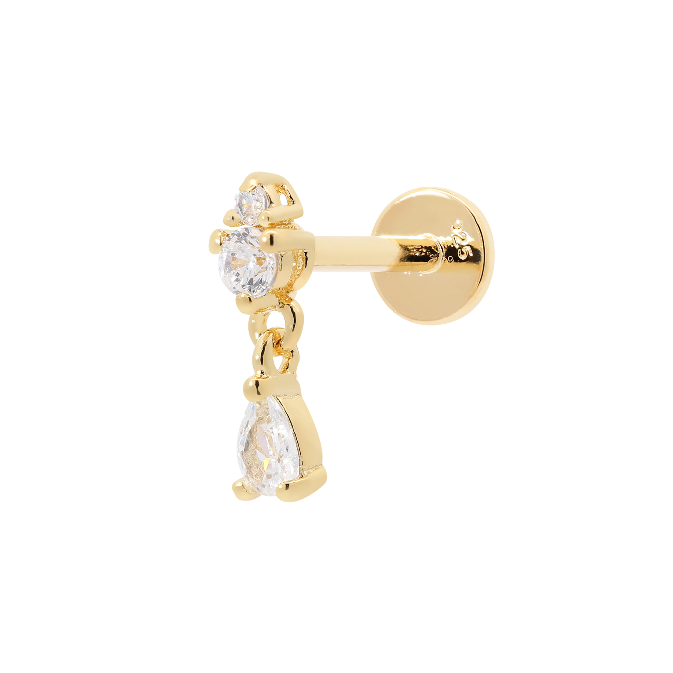 Latch Gem Helix Tragus Cartilage & Conch Ear Piercing - Gold