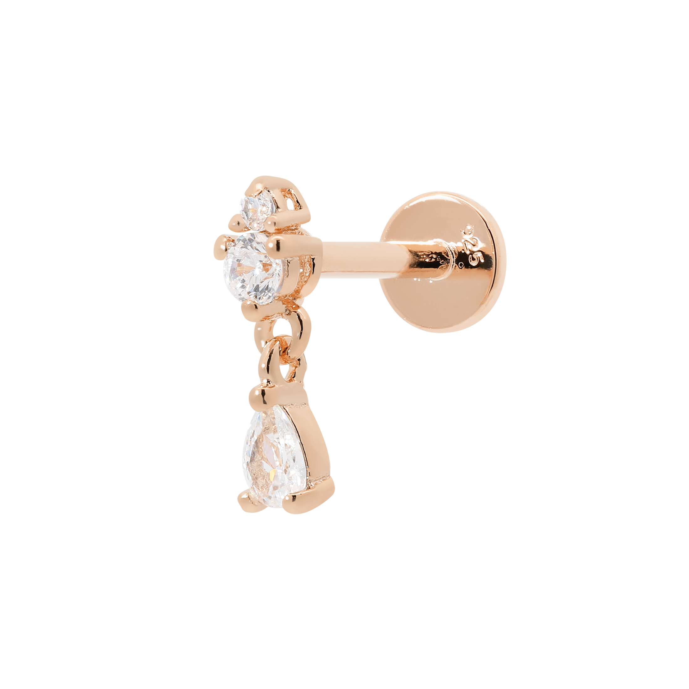Latch Gem Helix Tragus Cartilage & Conch Ear Piercing - Rose Gold