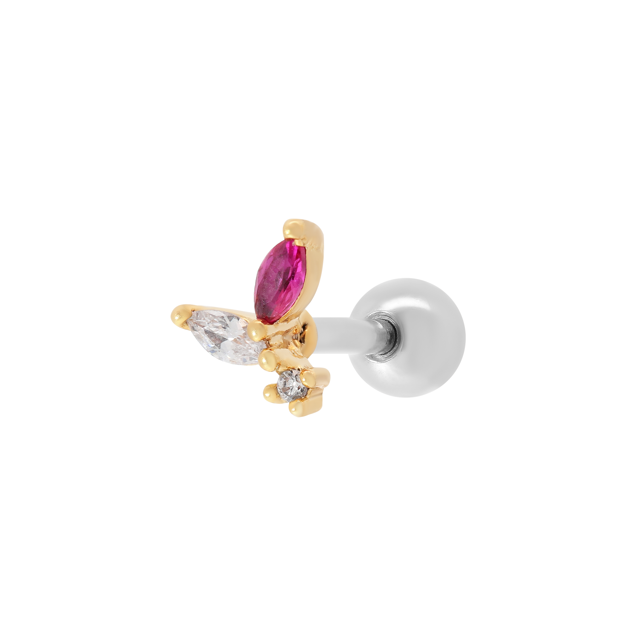 Lucie Gemstone Helix Tragus Cartilage & Conch Ear Piercing - Gold