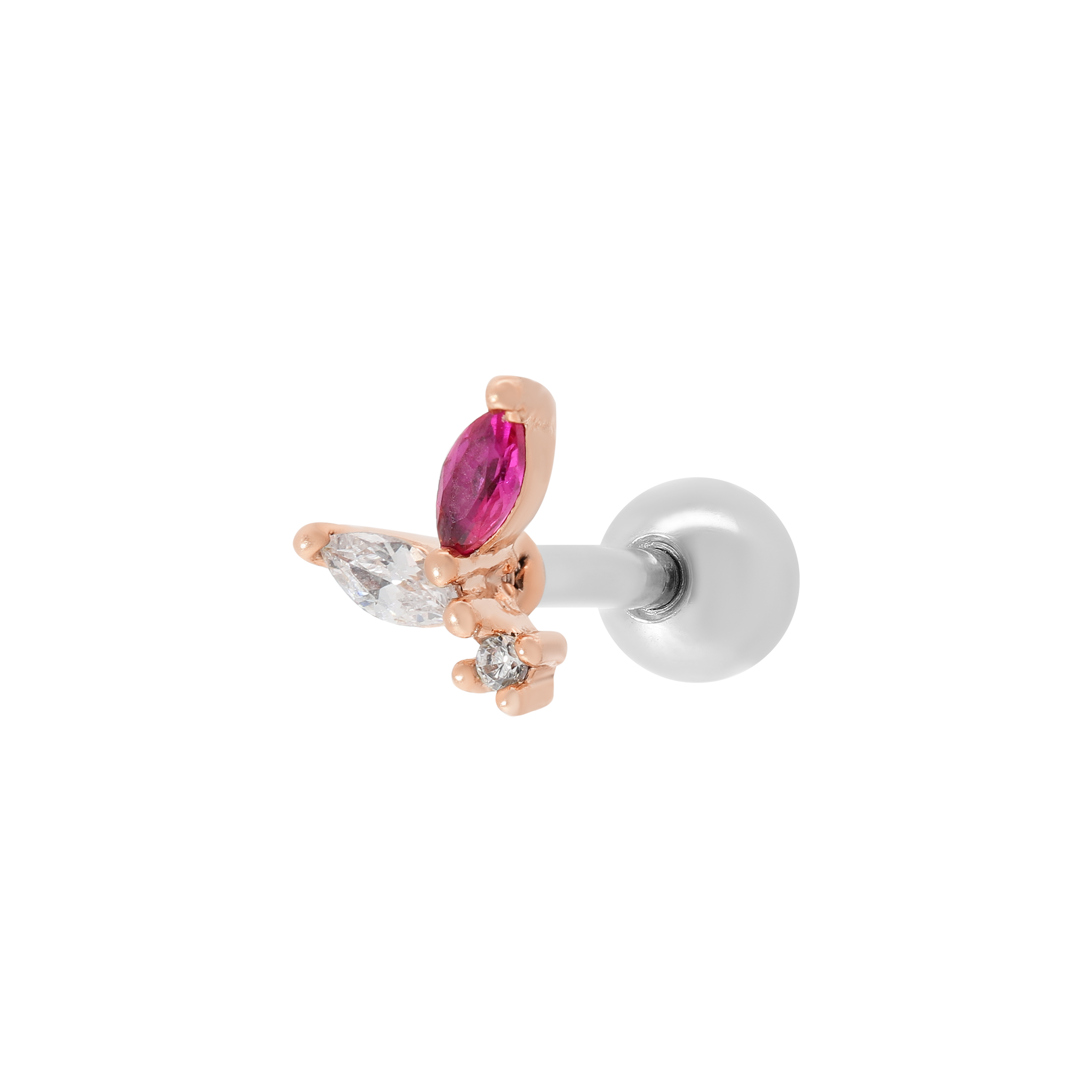 Lucie Gemstone Helix Tragus Cartilage & Conch Ear Piercing - Rose Gold