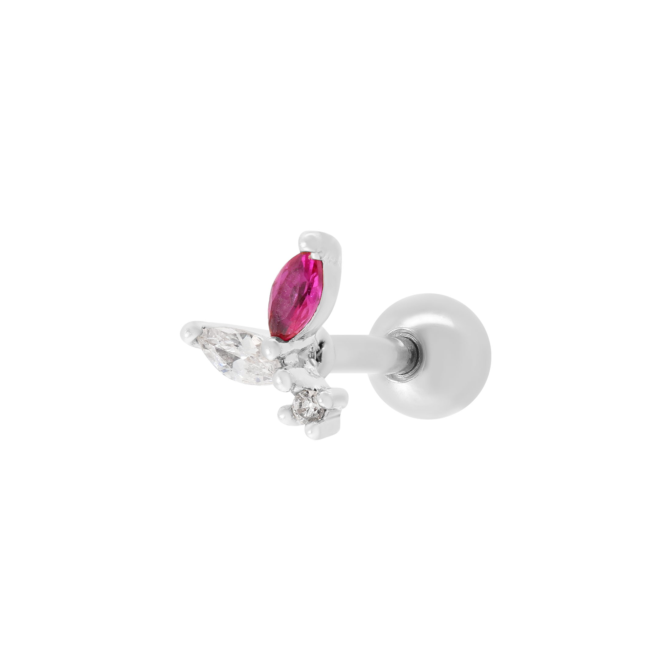 Lucie Gemstone Helix Tragus Cartilage & Conch Ear Piercing - Silver