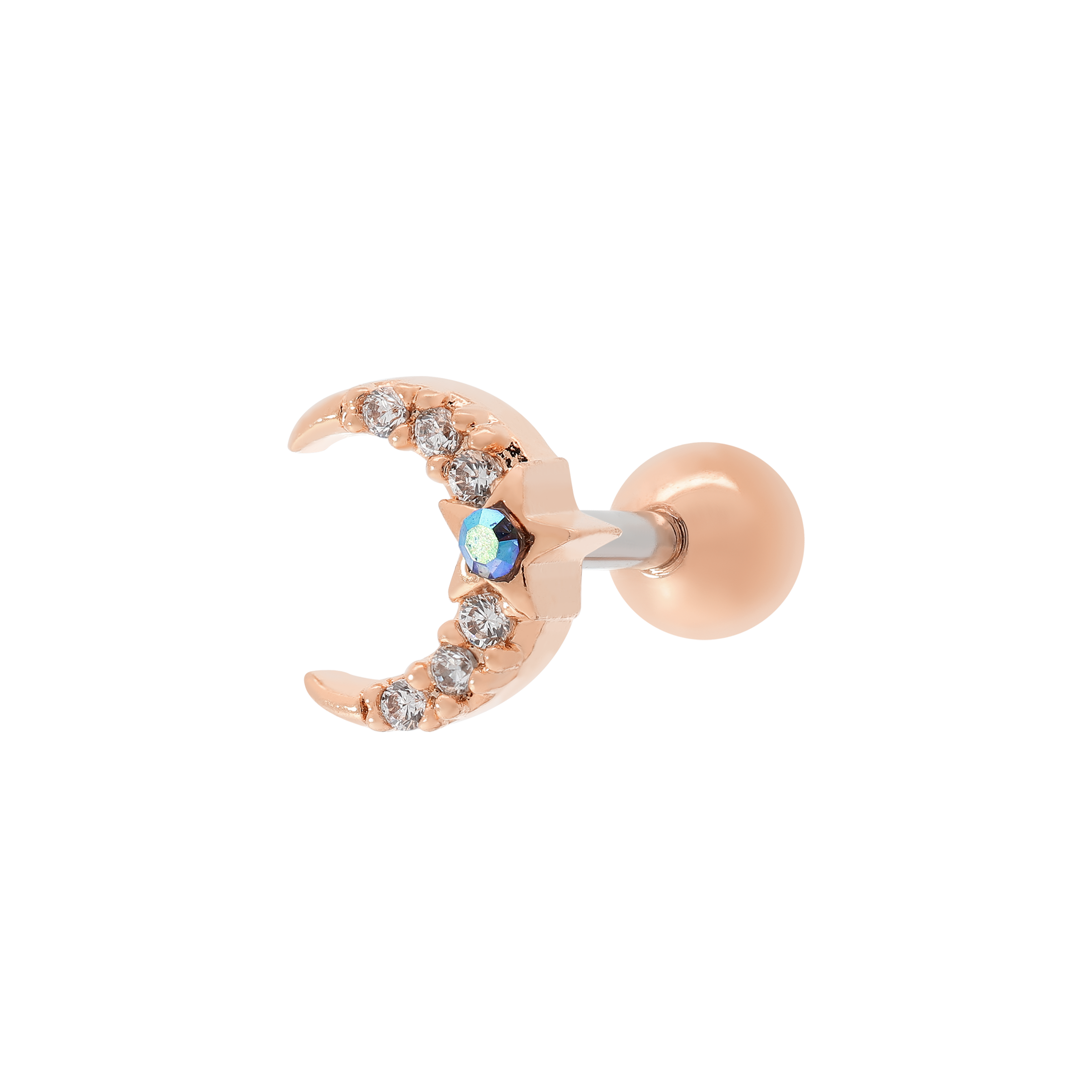 Luna Moon Tragus Helix Cartilage & Conch Ear Piercing - Rose Gold