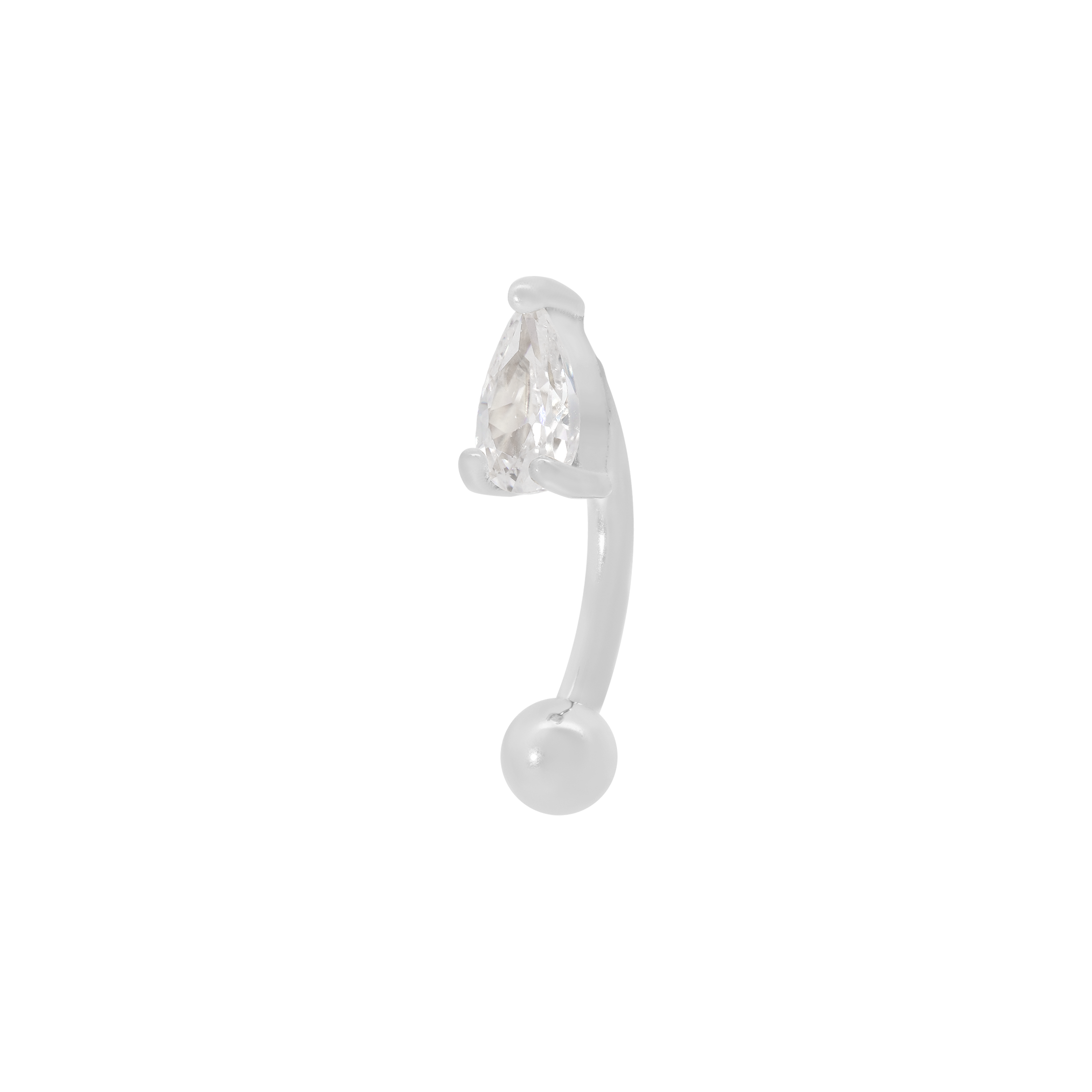 Mania Teardrop Gemstone Rook Curved Barbell Piercing - Silver ...
