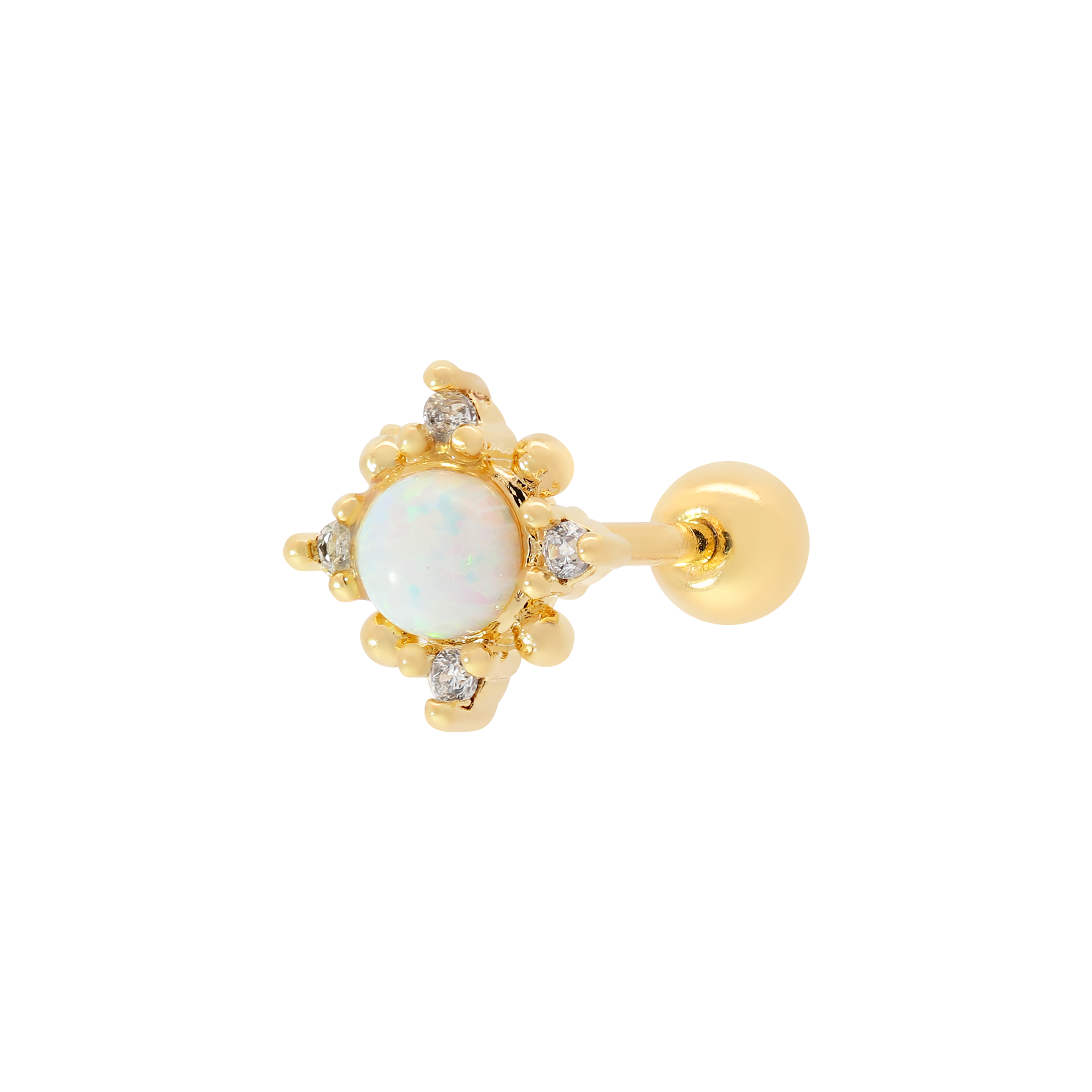 Mirage Opal & Gem Tragus Helix & Cartilage Ear Piercing - Gold