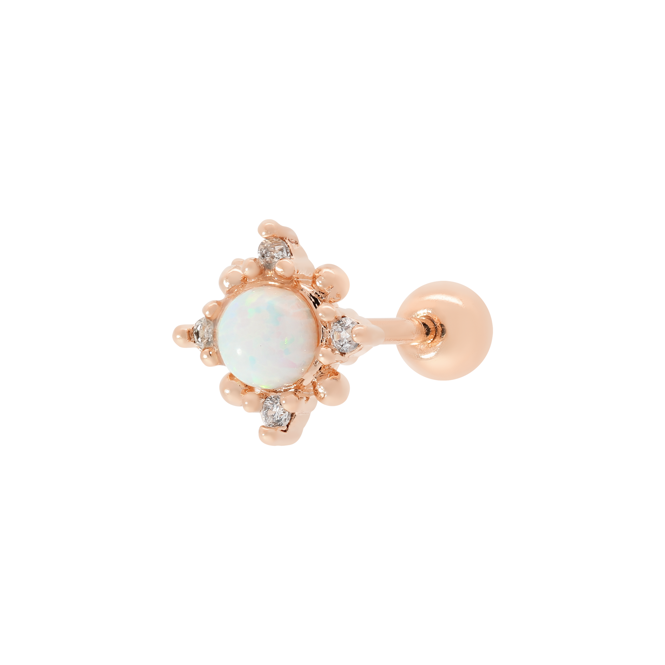 Mirage Opal & Gem Tragus Helix & Cartilage Ear Piercing - Rose Gold