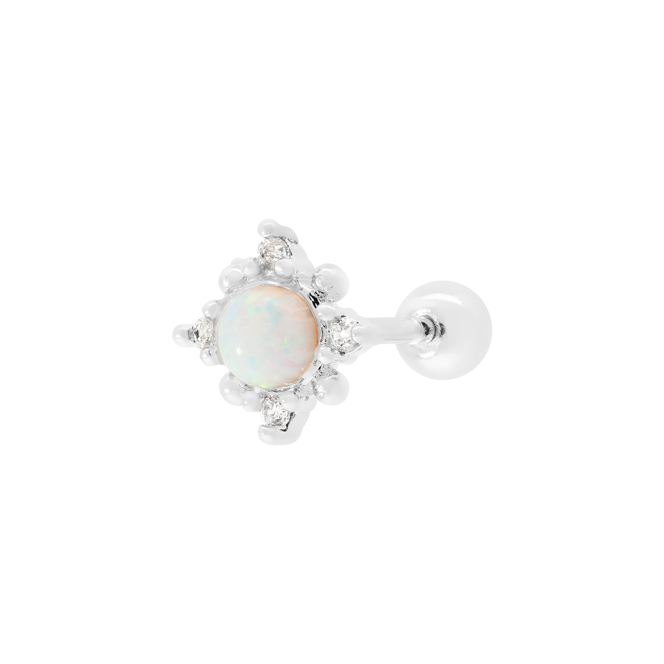 Mirage Opal & Gem Tragus Helix & Cartilage Ear Piercing - Sterling Silver