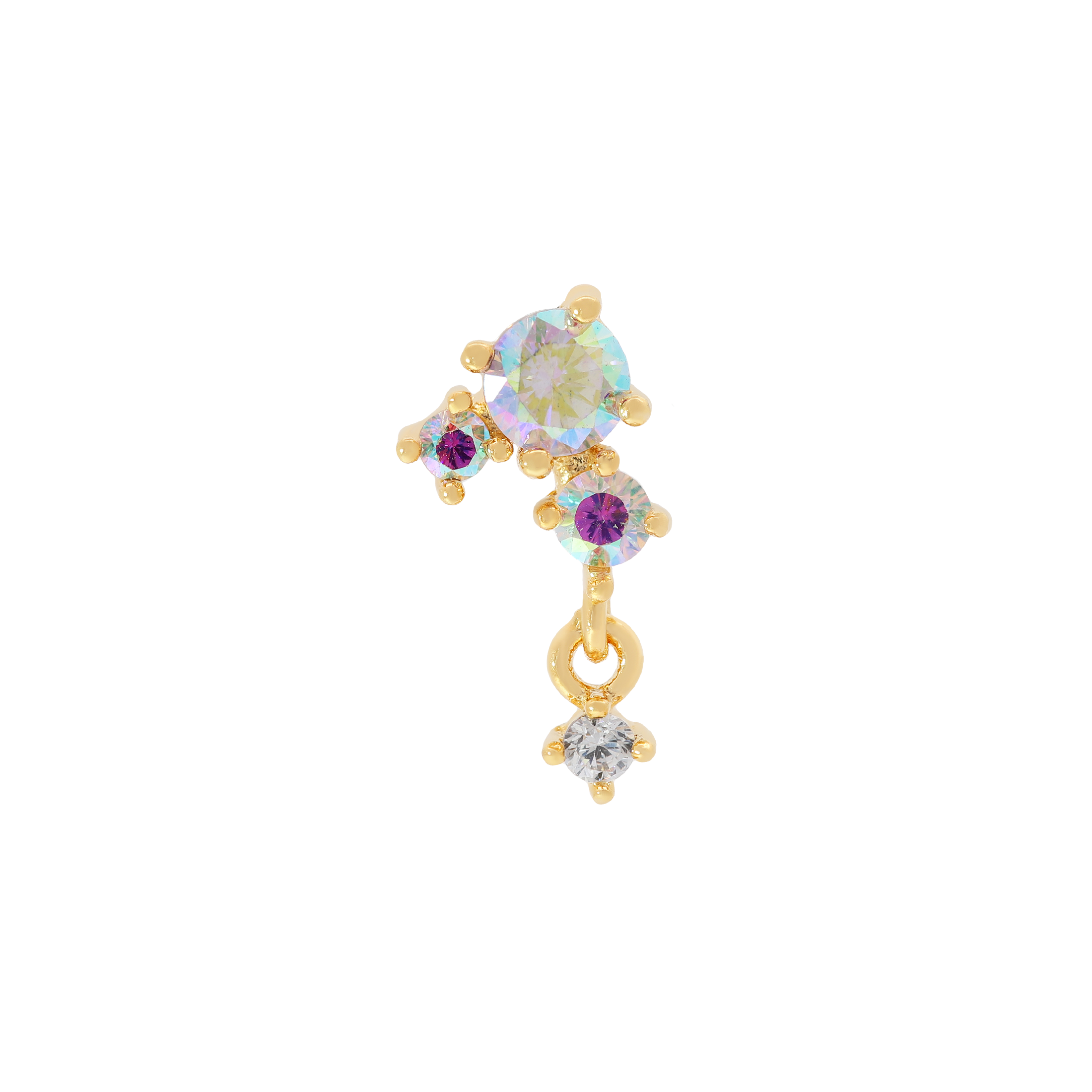 Oasis Gemstone Charm Helix Tragus & Cartilage Ear Piercing 2 - Gold