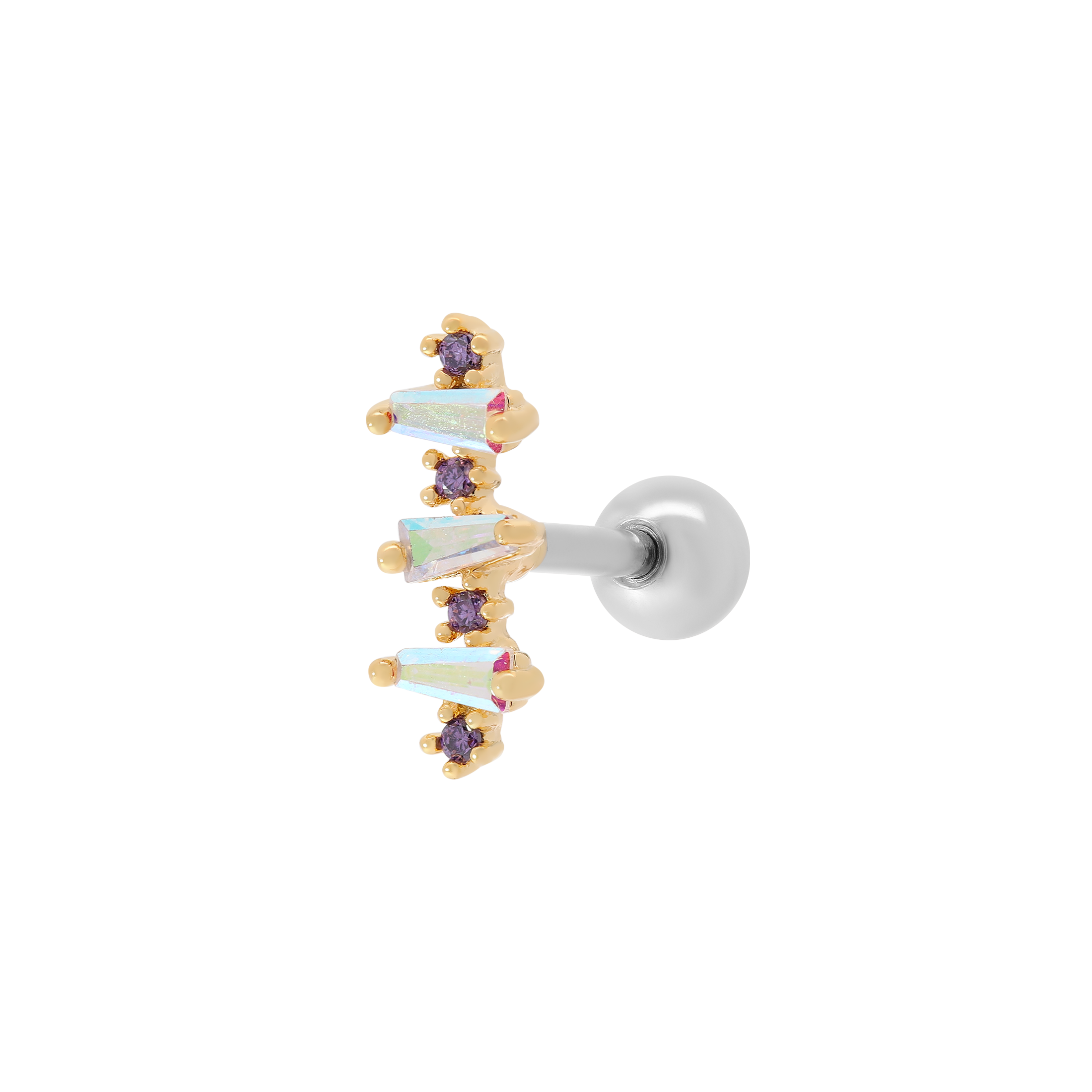Sabrina Gemstone Helix Tragus Cartilage & Conch Ear Piercing - Gold