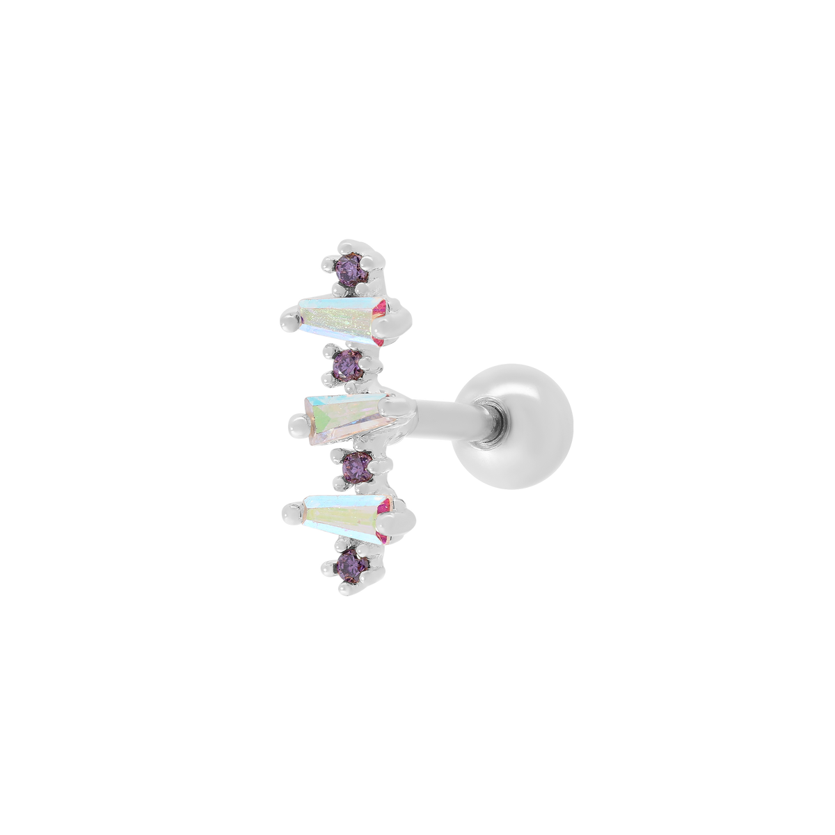 Sabrina Gemstone Helix Tragus Cartilage & Conch Ear Piercing - Silver ...
