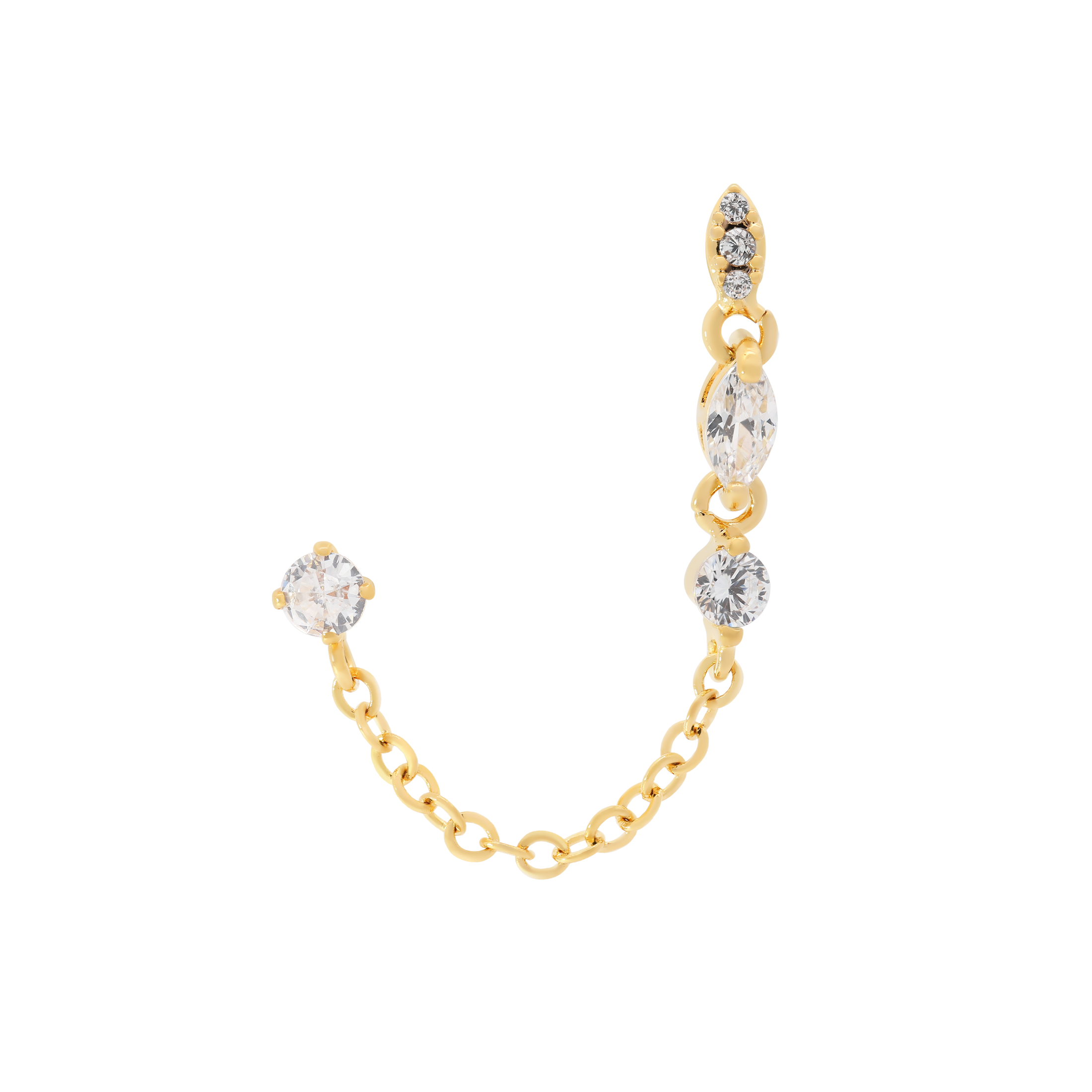 Selena Gemstone Chain Tragus Helix & Cartilage Ear Piercing - Gold