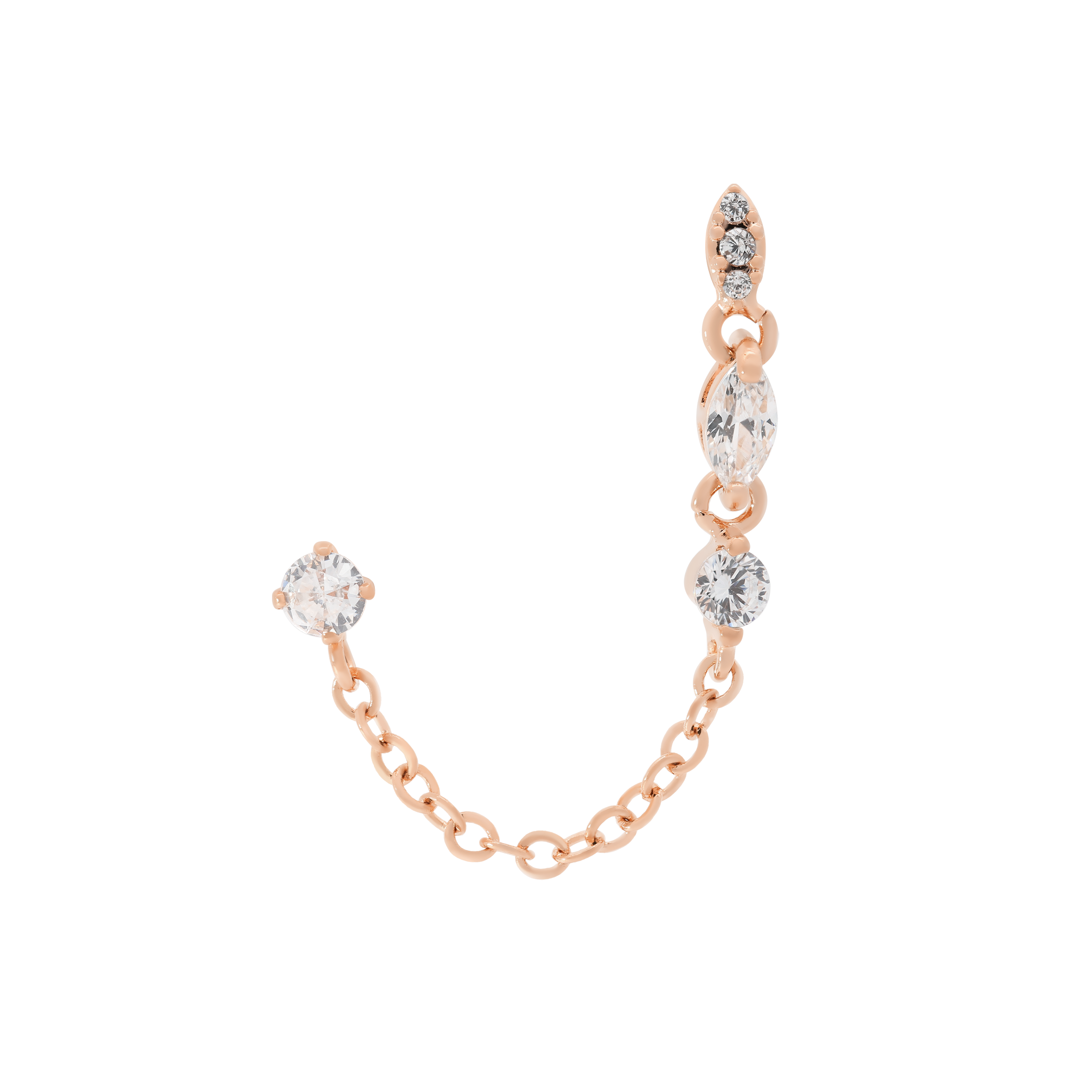Selena Chain Tragus Helix & Cartilage Ear Piercing - Rose Gold