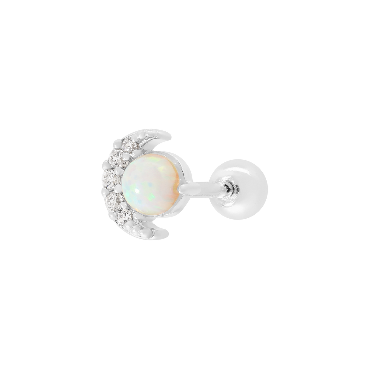 Selene Moon & Opal Tragus Helix & Conch Ear Piercing - Sterling Silver ...