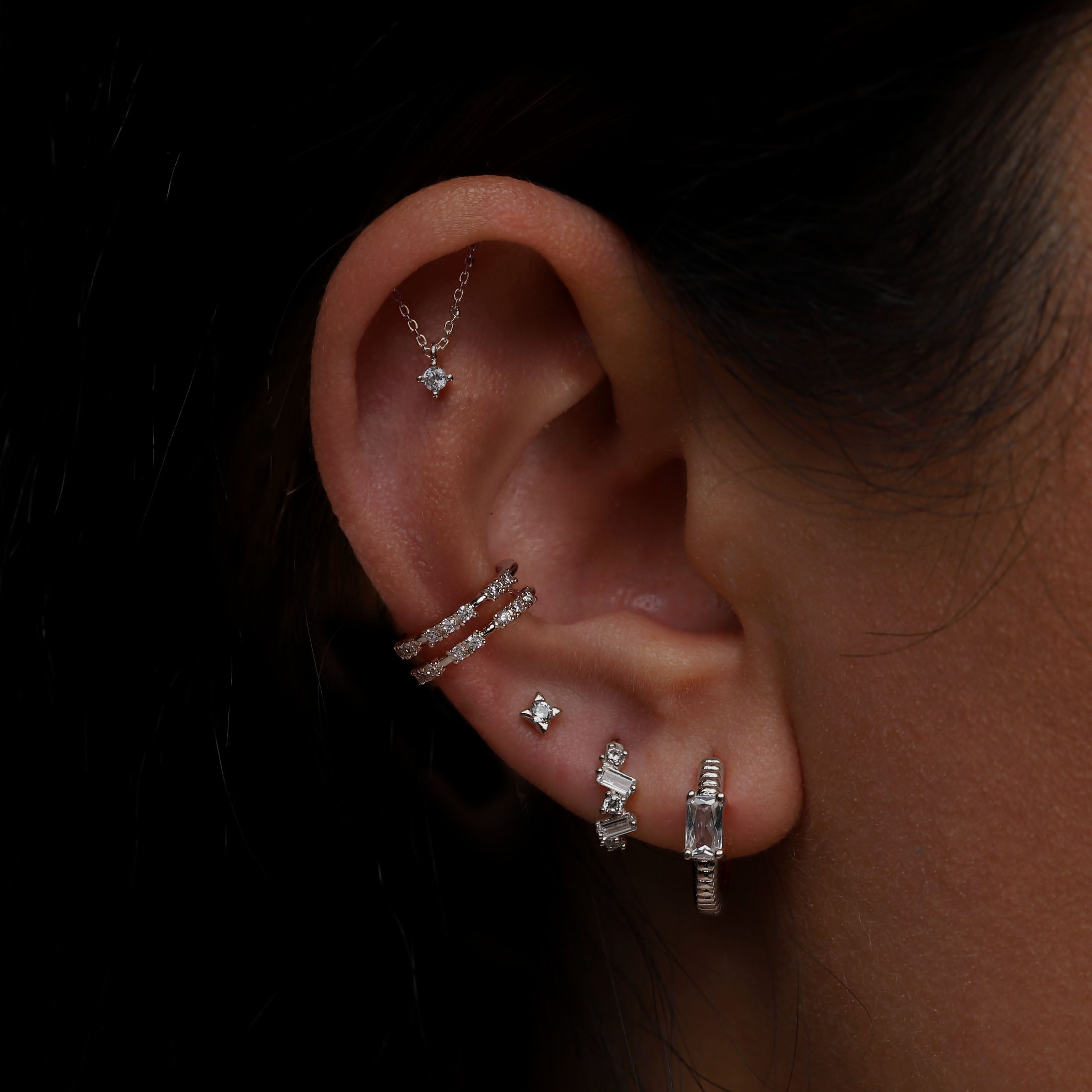 Sophia Gemstone Helix Cartilage Conch Ear Piercing Sterling