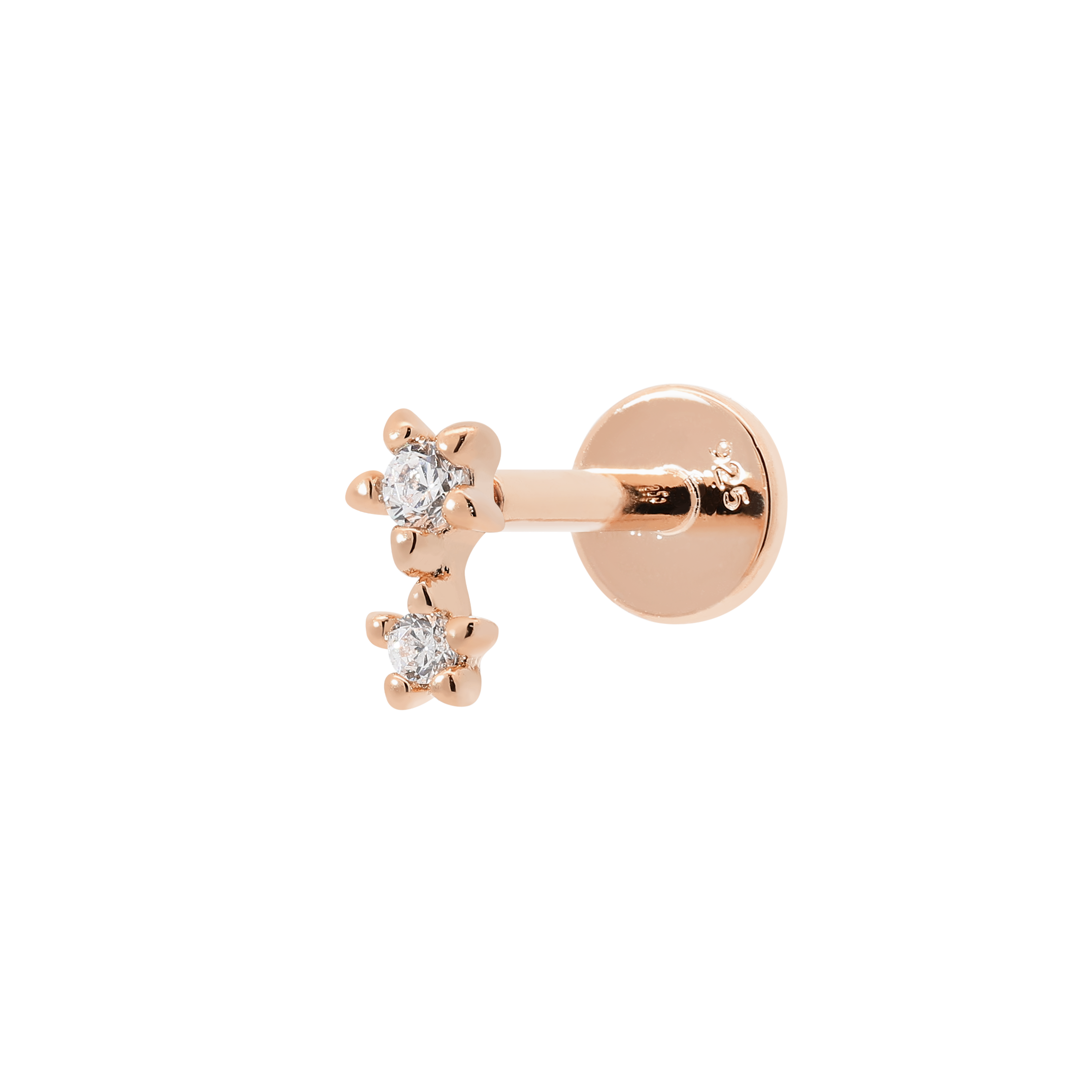 Twin Stars Helix Tragus Cartilage & Conch Ear Piercing - Rose Gold