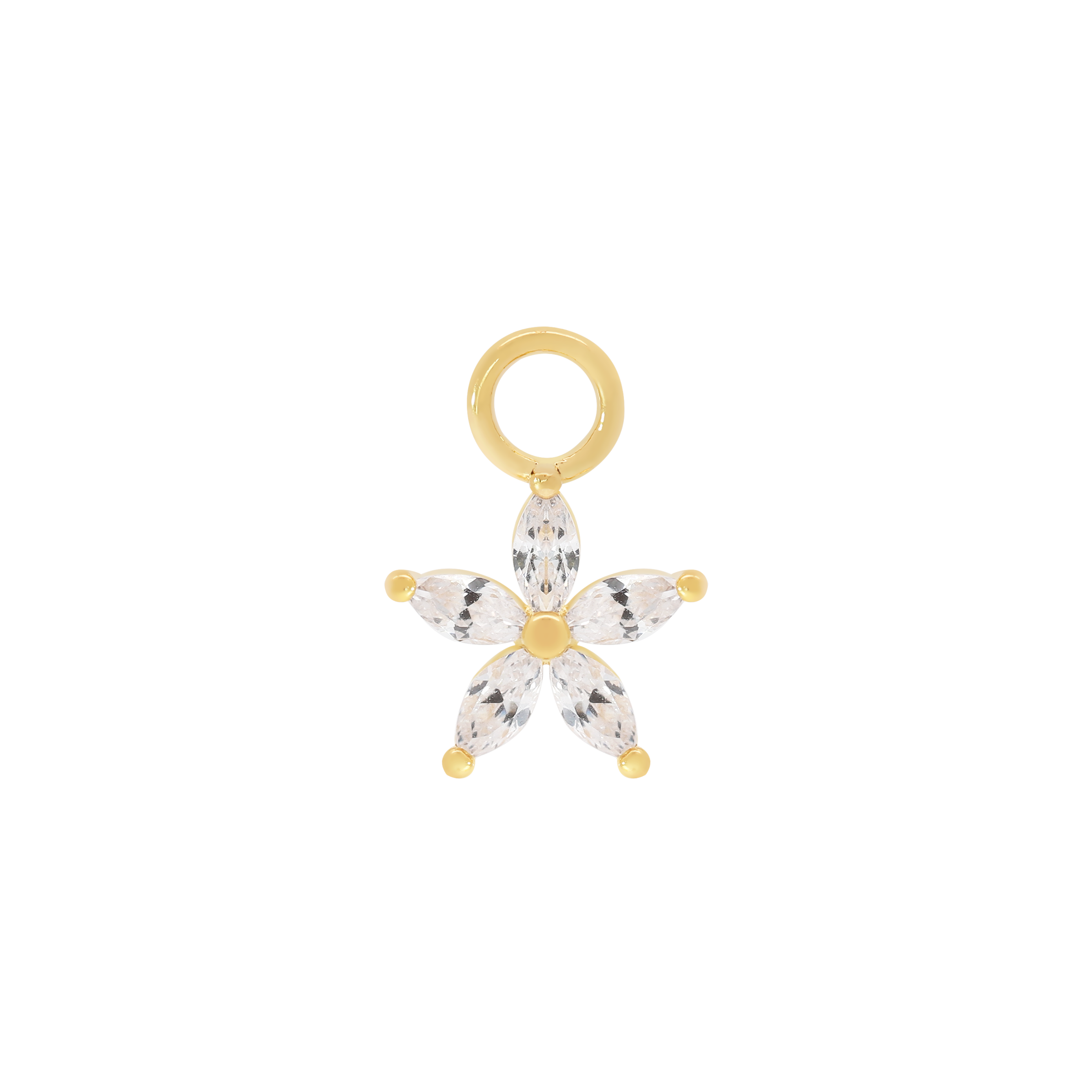 Dahlia Flower Gemstone Earring Charm - Gold