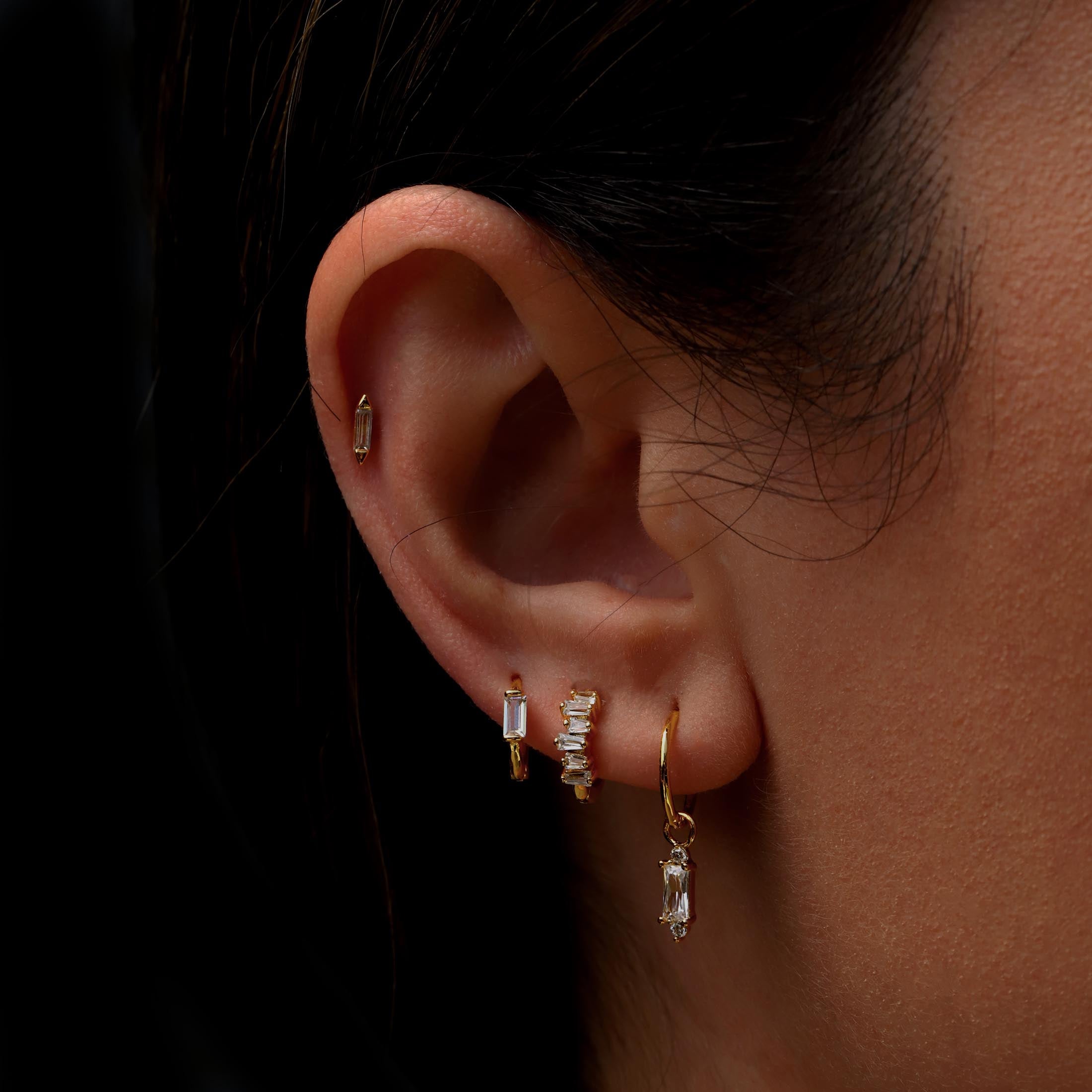 Deco Gemstone Earring Charm On Model - Gold