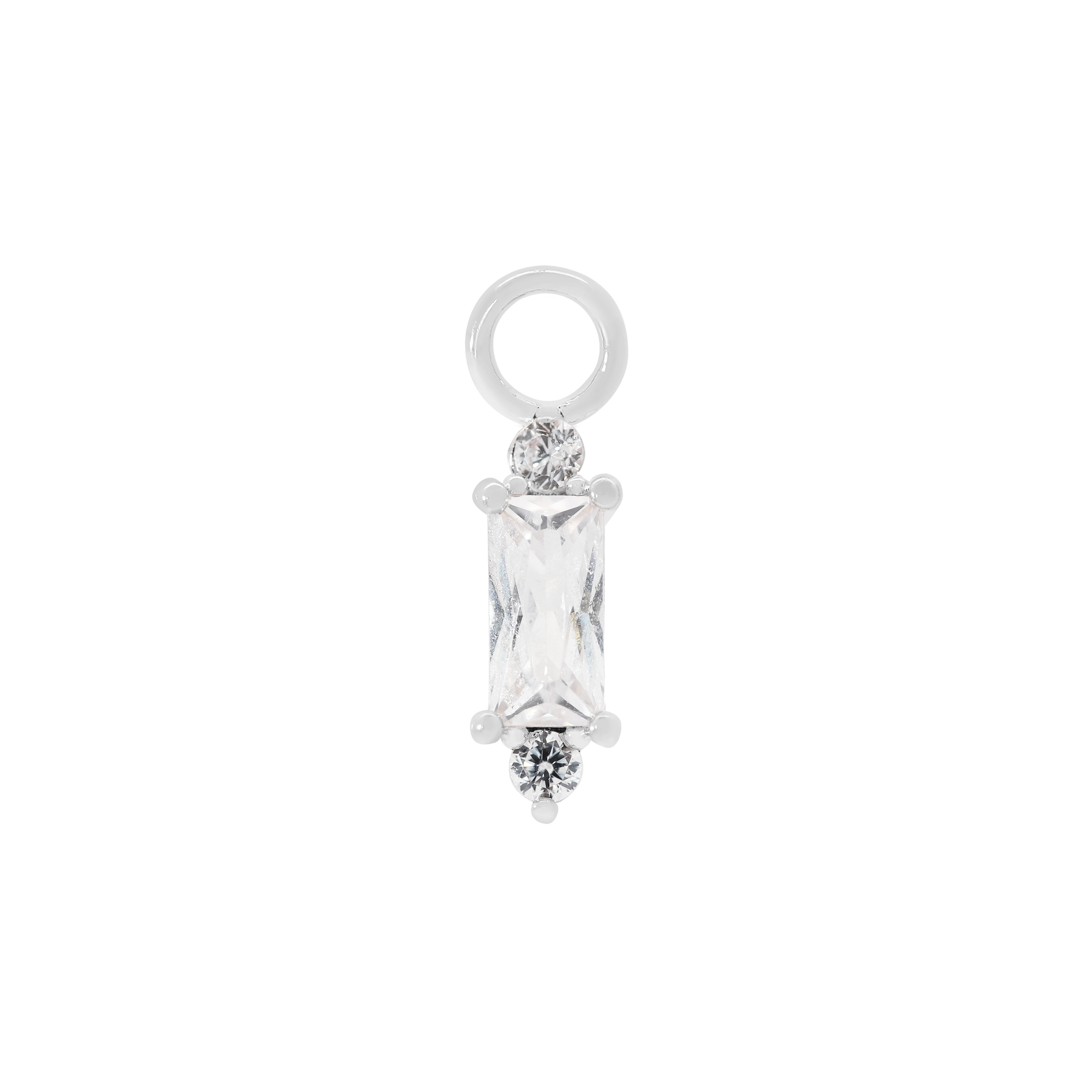 Deco Gemstone Earring Charm - Sterling Silver