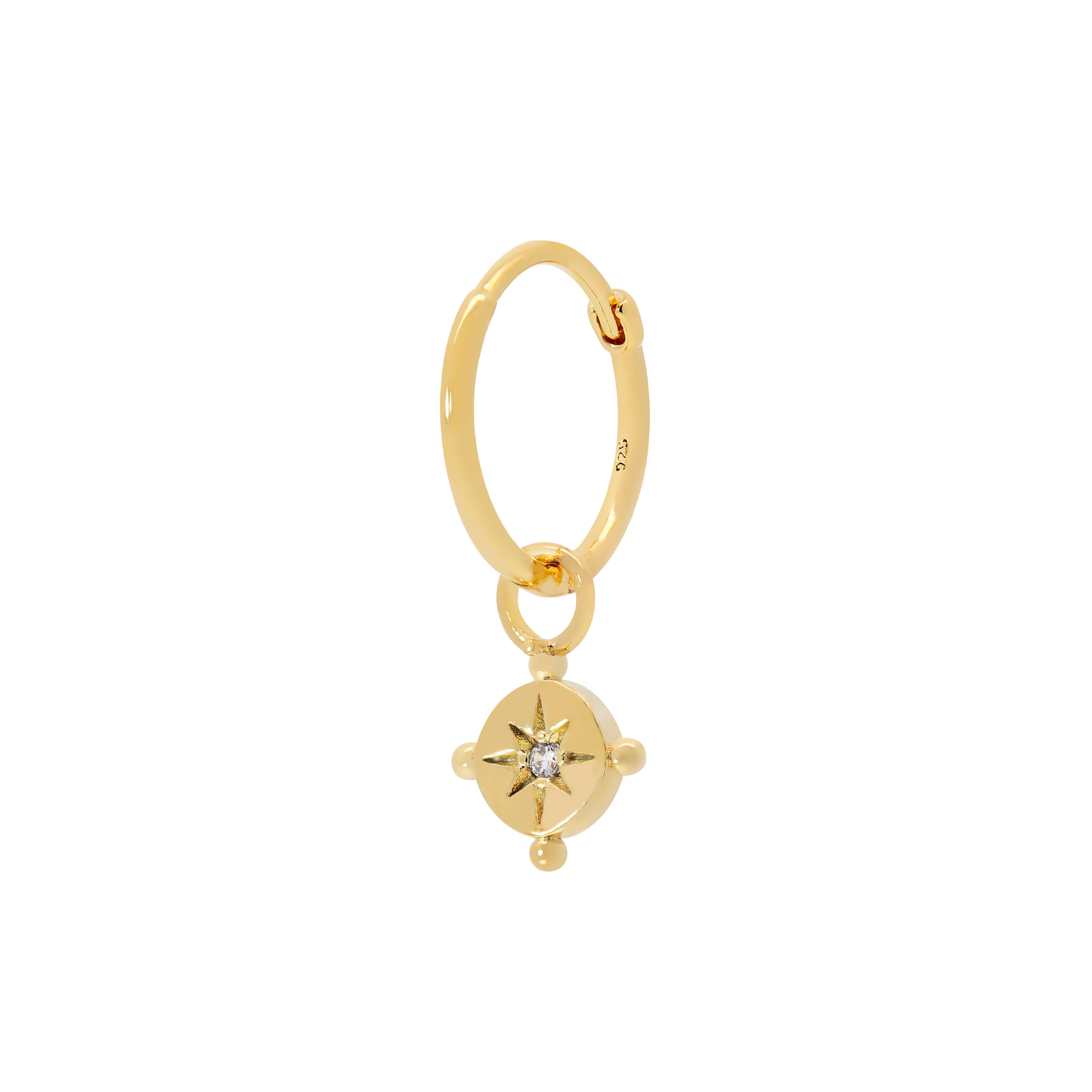 Destiny Pendant Star Earring Charm On Hoop - Gold