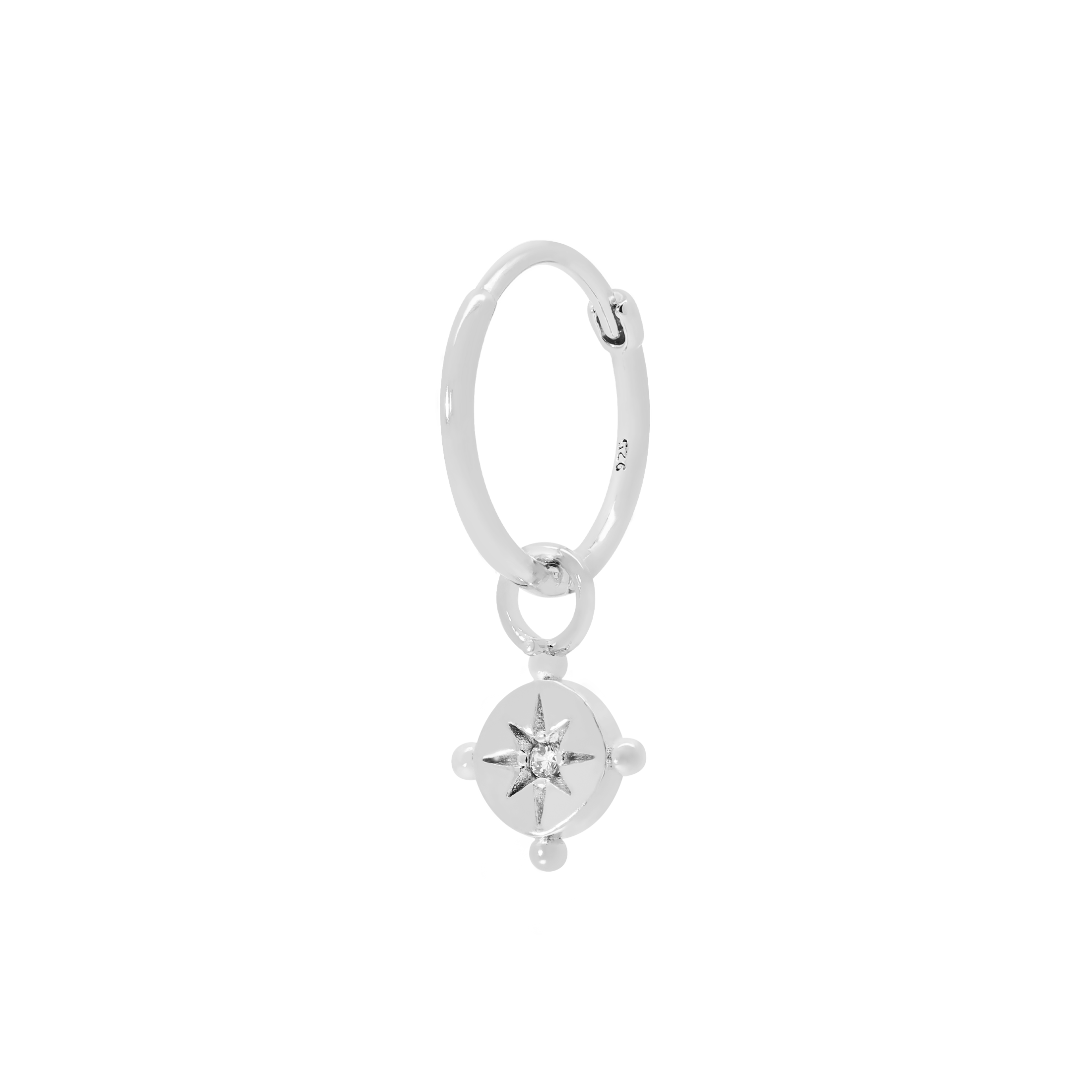 Destiny Pendant Star Earring Charm On Hoop - Sterling Silver