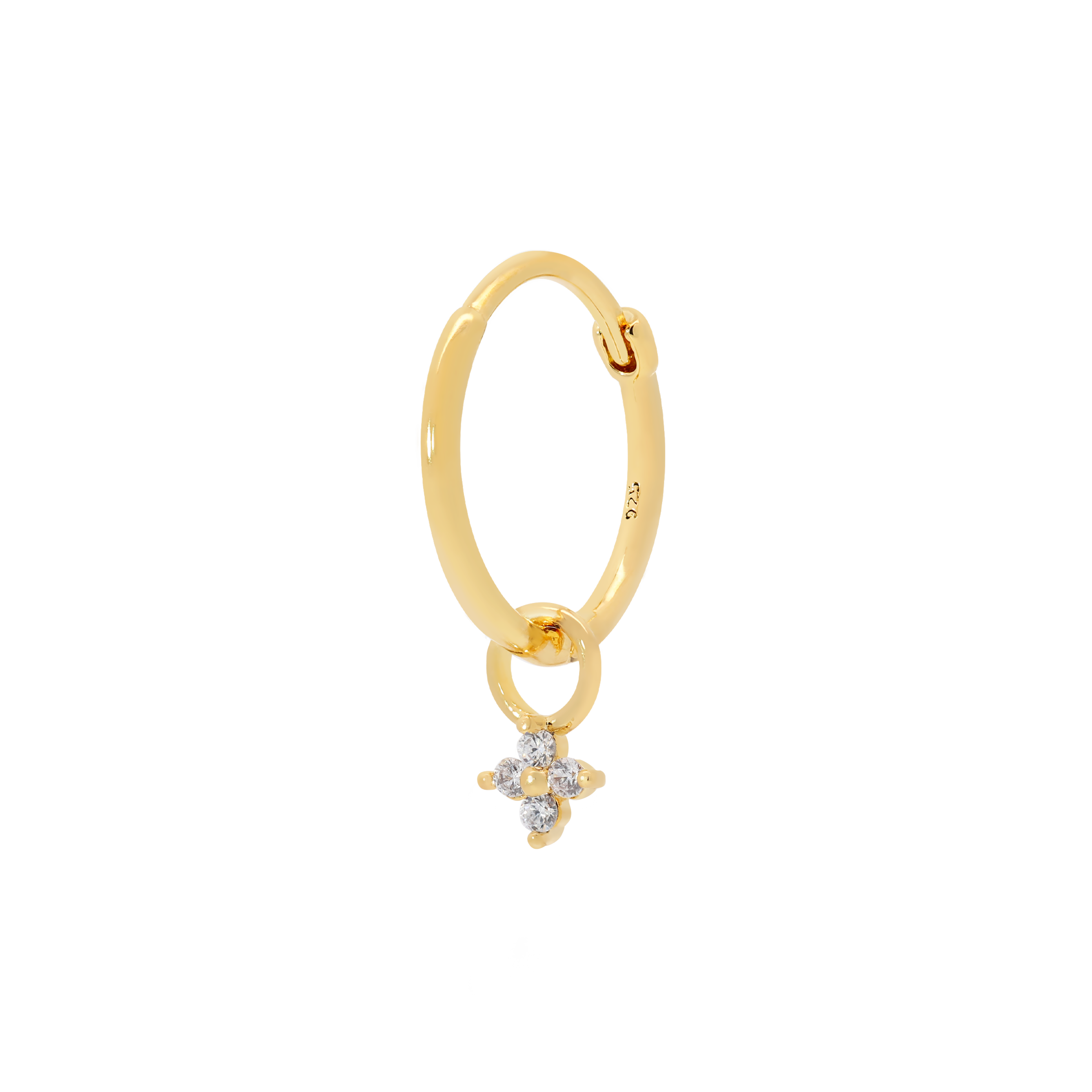 Felicity Clover Gemstone Earring Charm  On Hoop - Gold