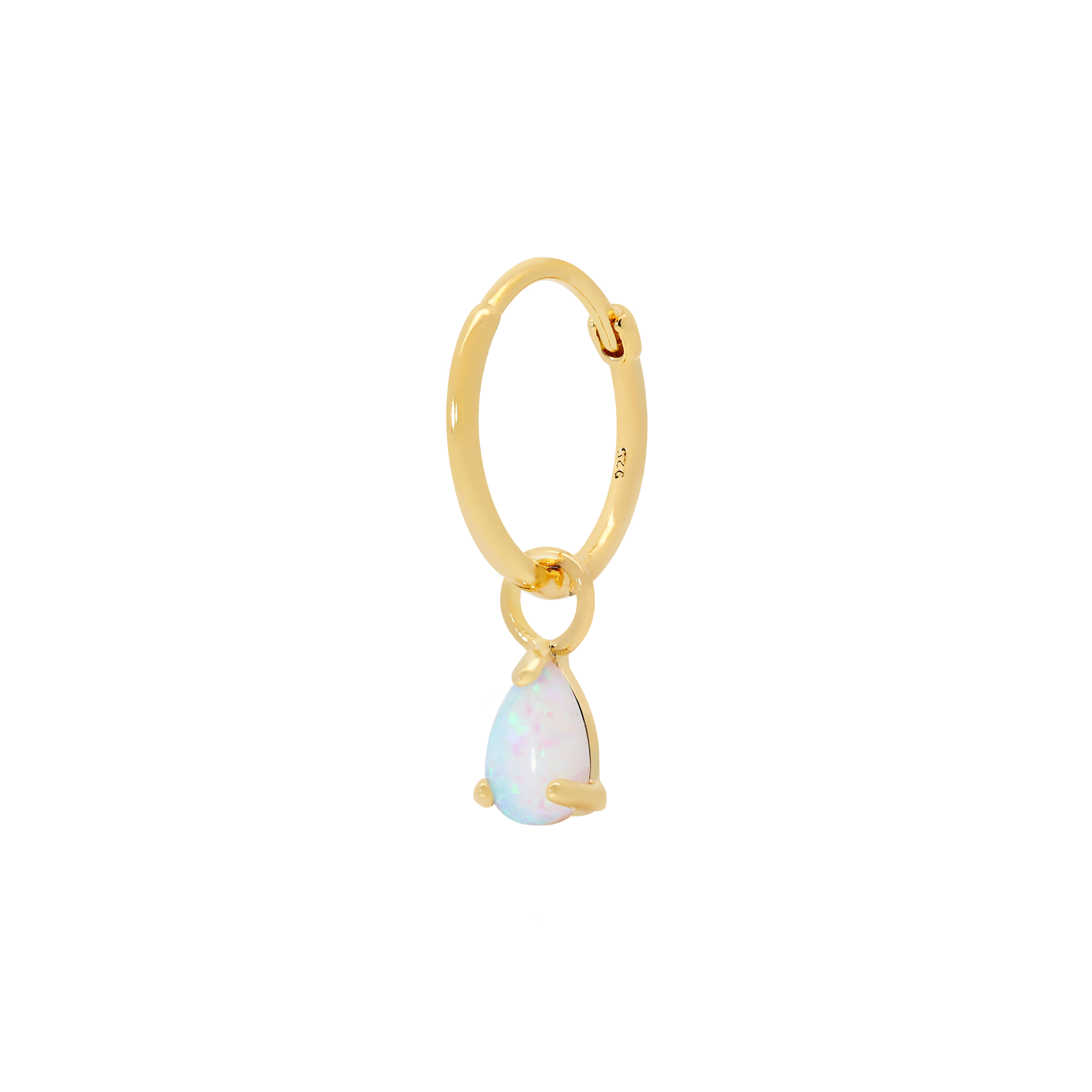 Gambit Teardrop Opal Earring Charm On Hoop - Gold