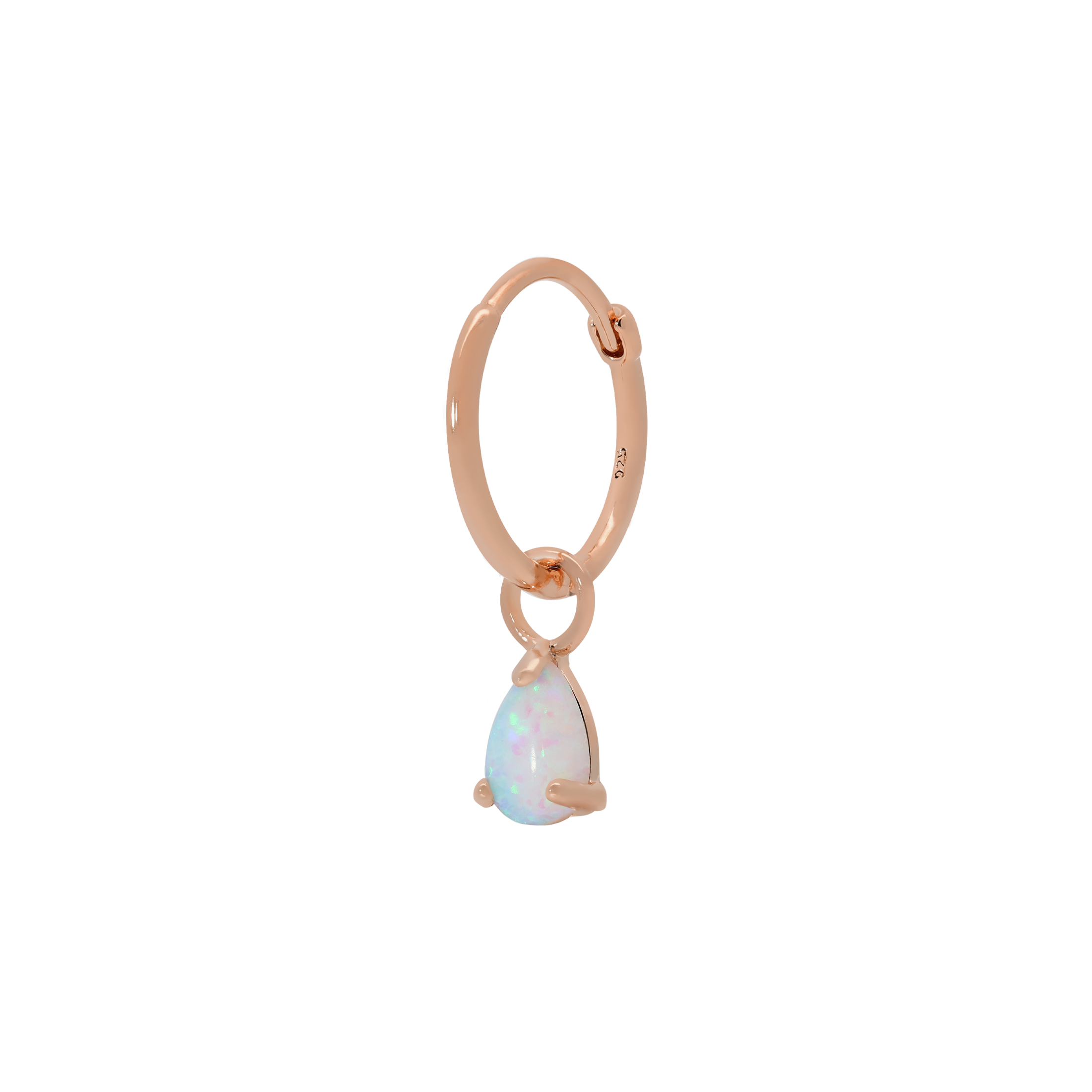 Gambit Teardrop Opal Earring Charm On Hoop - Rose Gold
