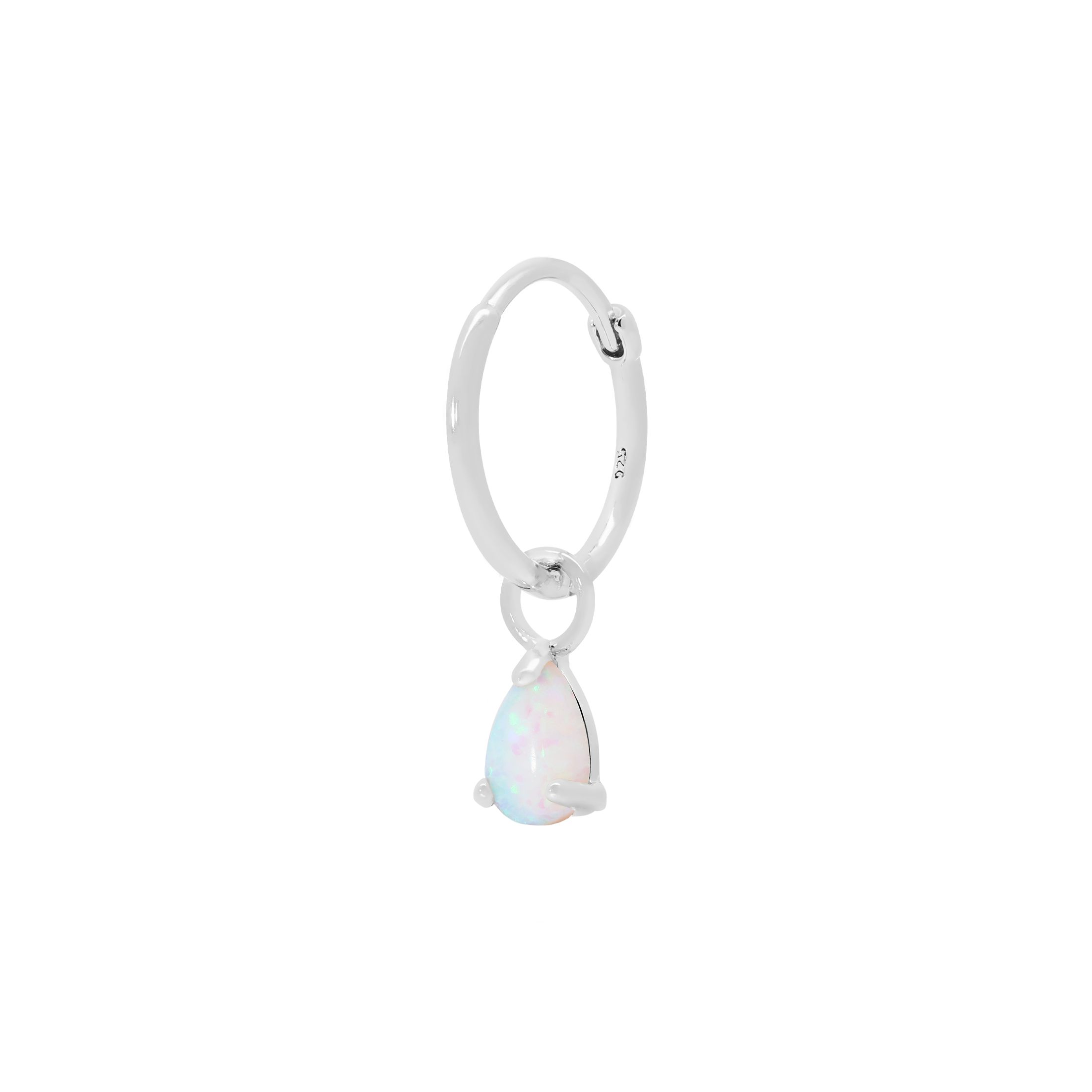 Gambit Teardrop Opal Earring Charm On Hoop - Silver