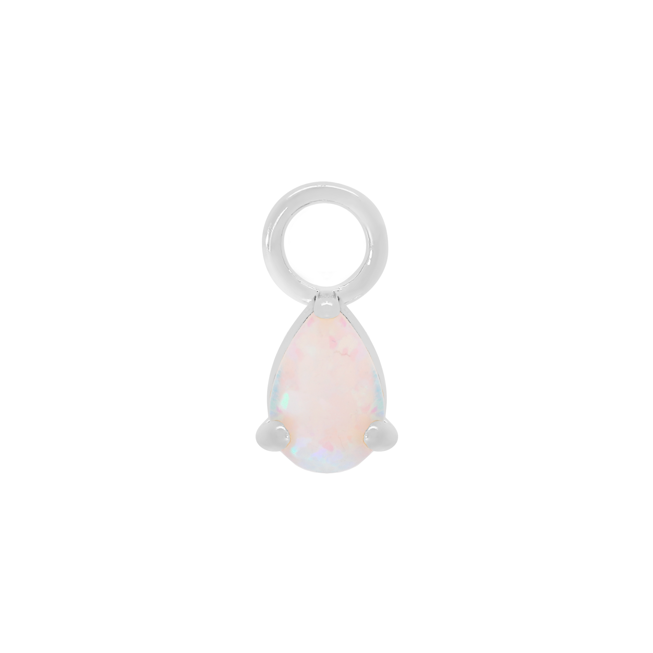 Gambit Teardrop Opal Earring Charm - Silver