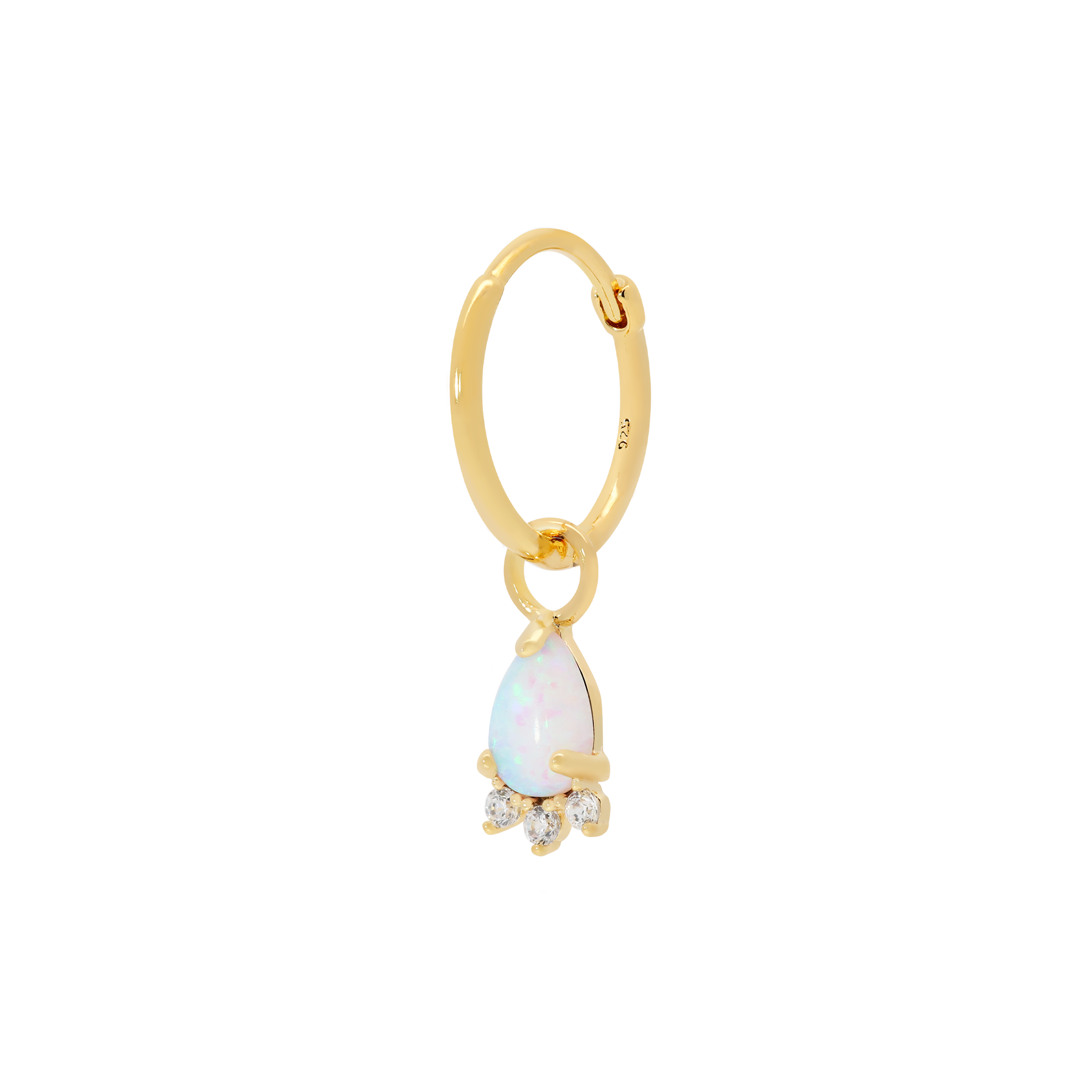 Gatsby Teardrop Opal & Gemstone Earring Charm On Hoop - Gold