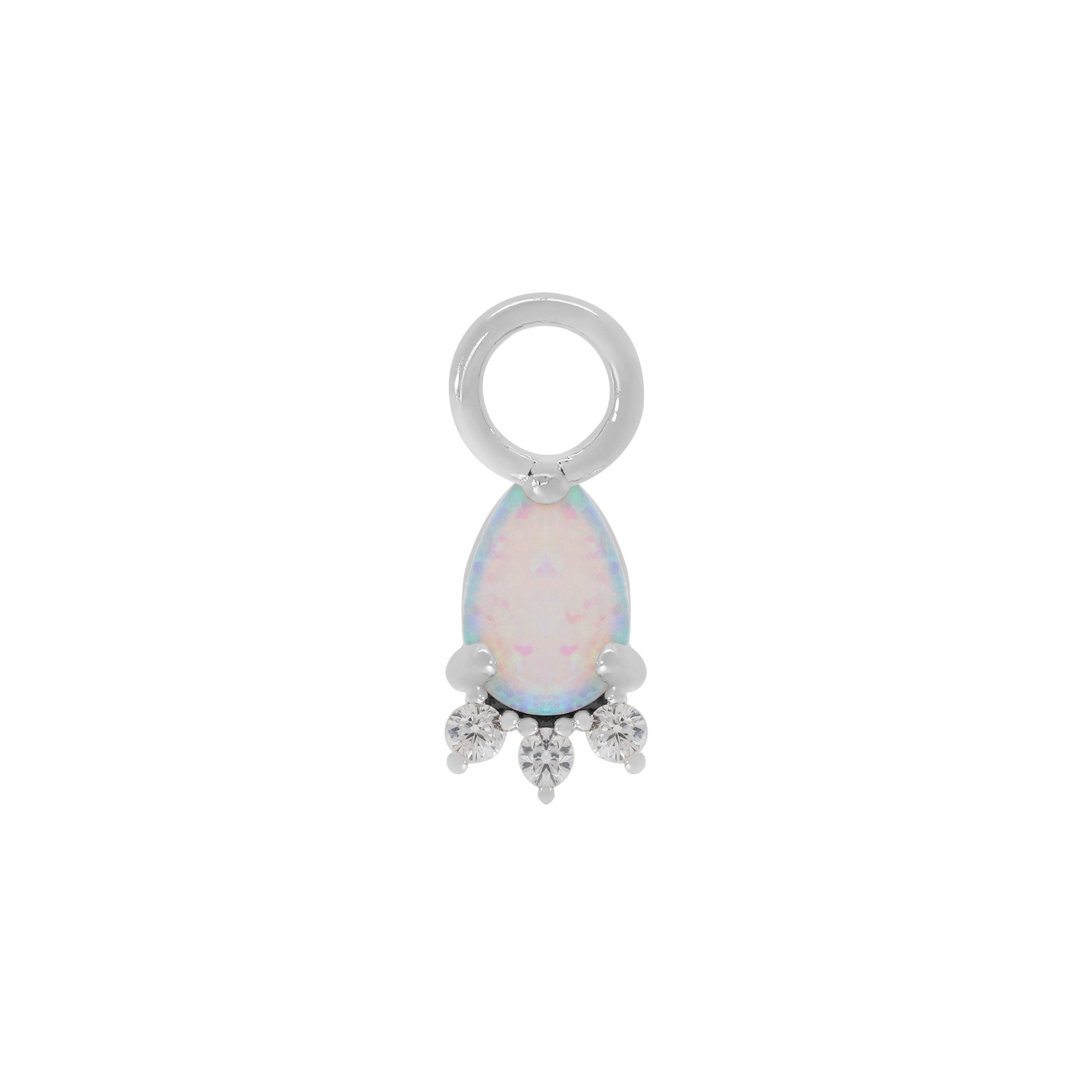 Gatsby Teardrop Opal & Gemstone Earring Charm - Silver