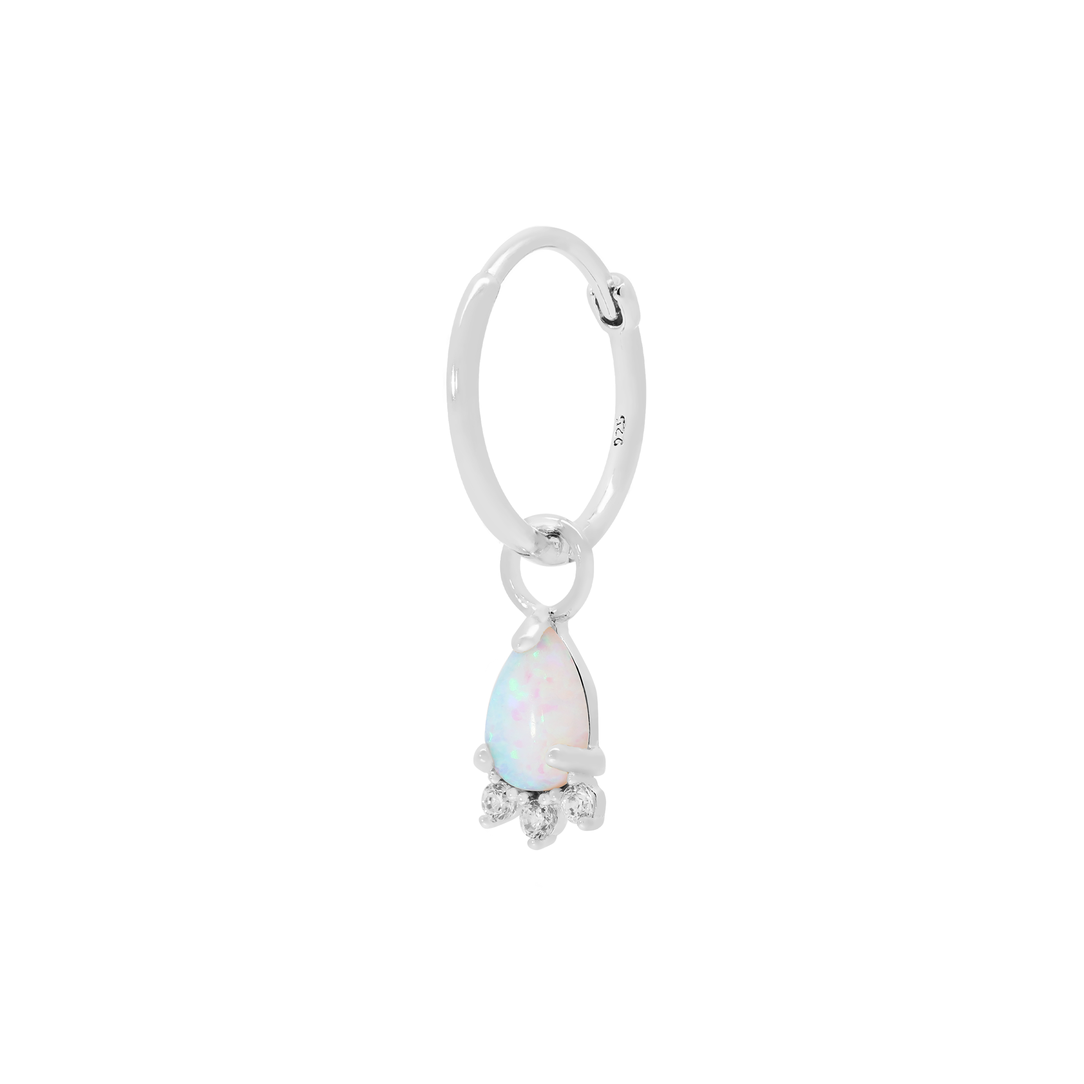 Gatsby Teardrop Opal & Gemstone Earring Charm On Hoop - Sterling Silver