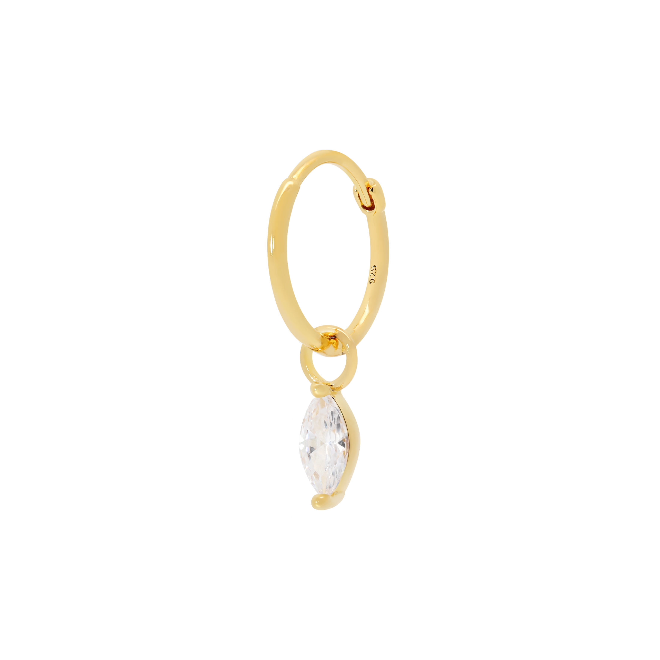 Olive Gemstone Earring Charm On Hoop - Gold