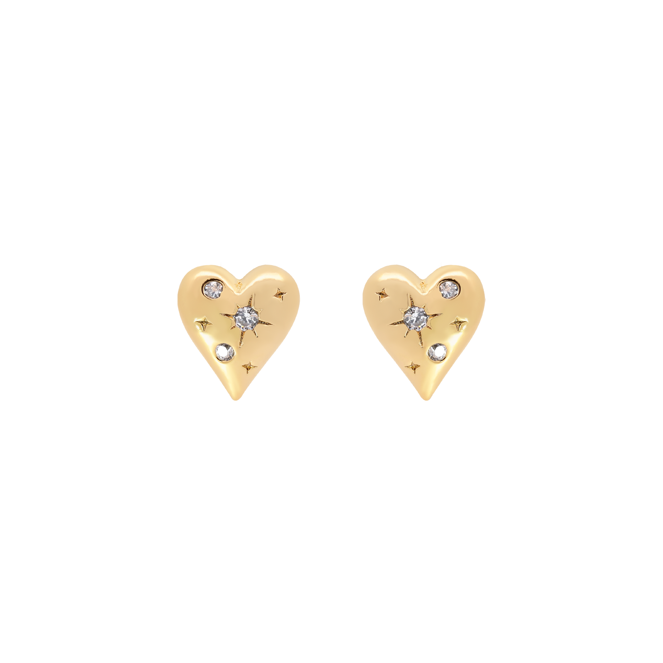 Adore Heart Gemstone Stud Earrings - Gold