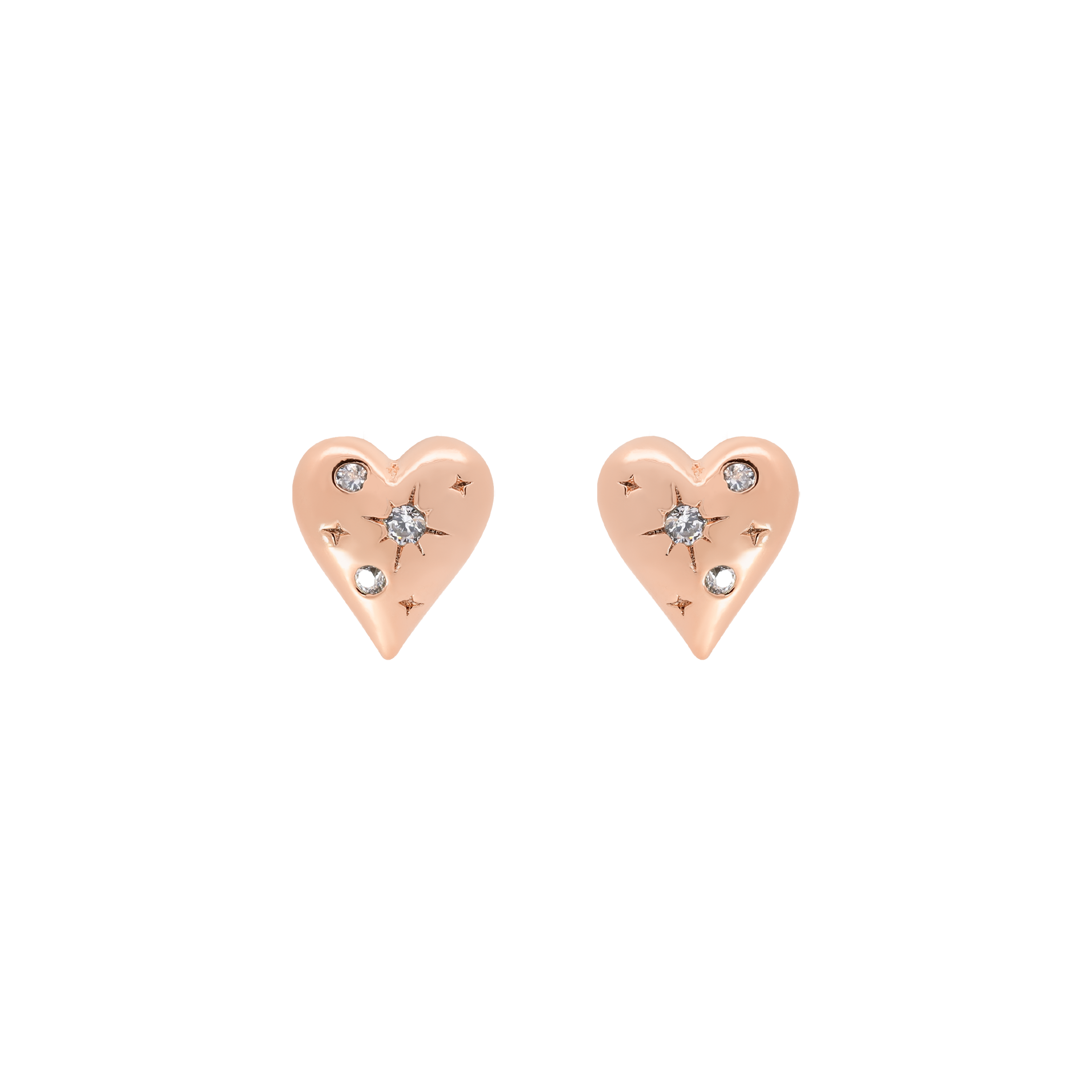 Adore Heart Gemstone Stud Earrings - Rose Gold