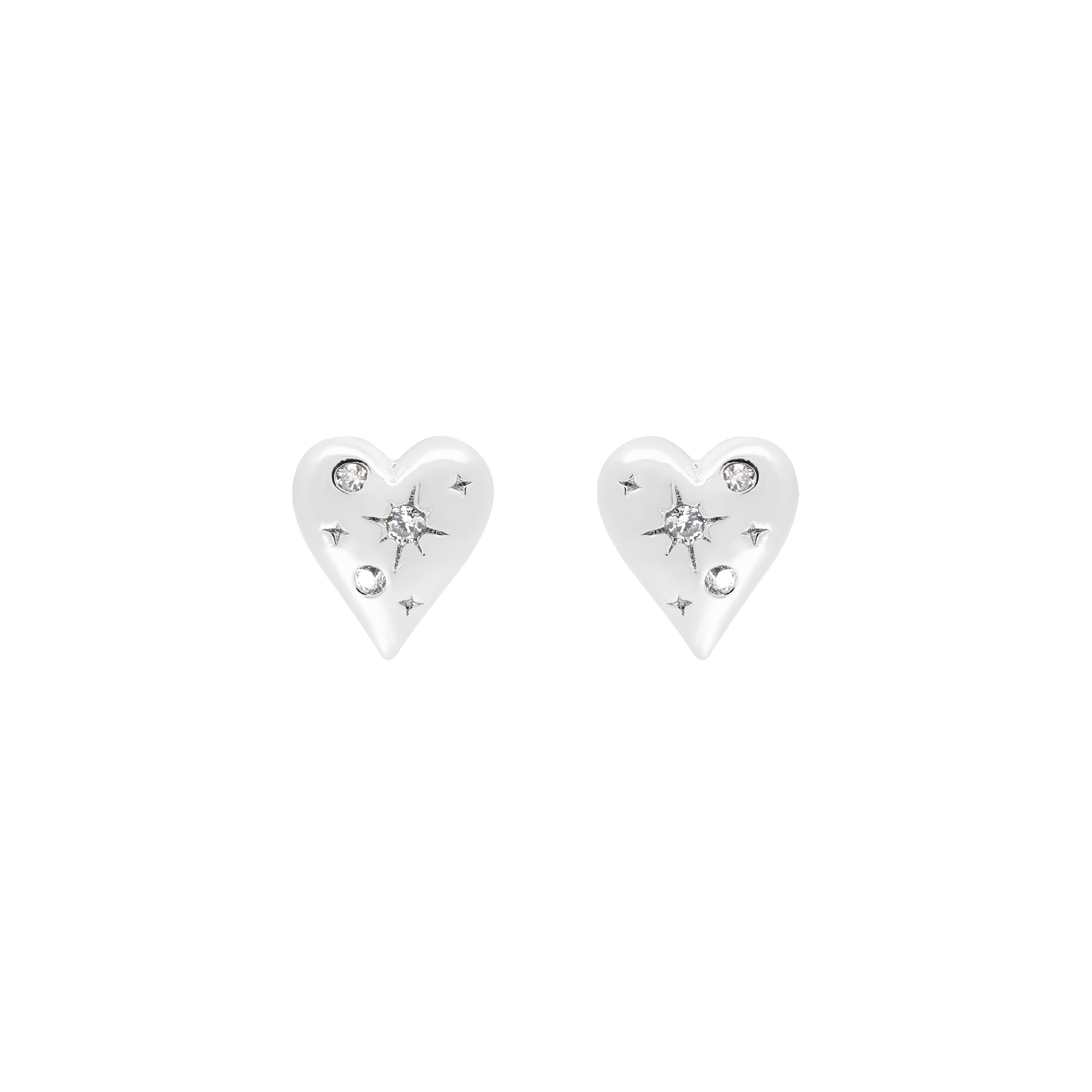 Adore Heart Gemstone Stud Earrings - Sterling Silver
