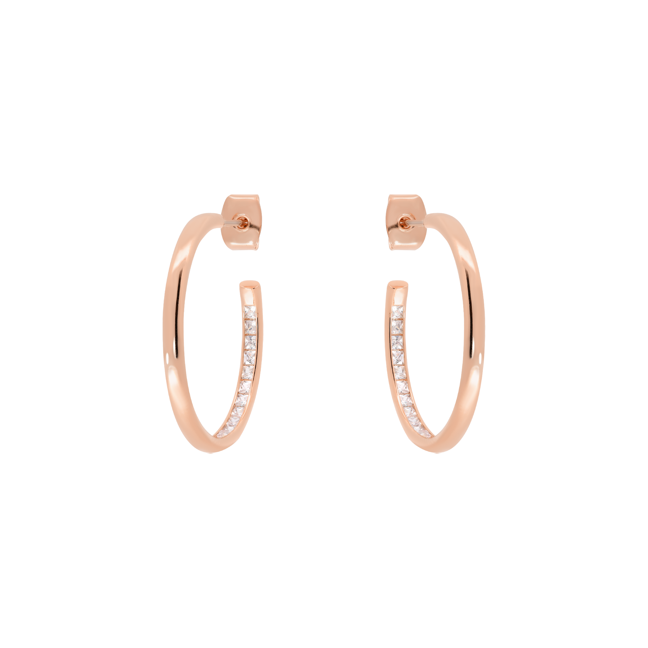 Afterglow Gemstone Statement Hoop Earrings - Rose Gold