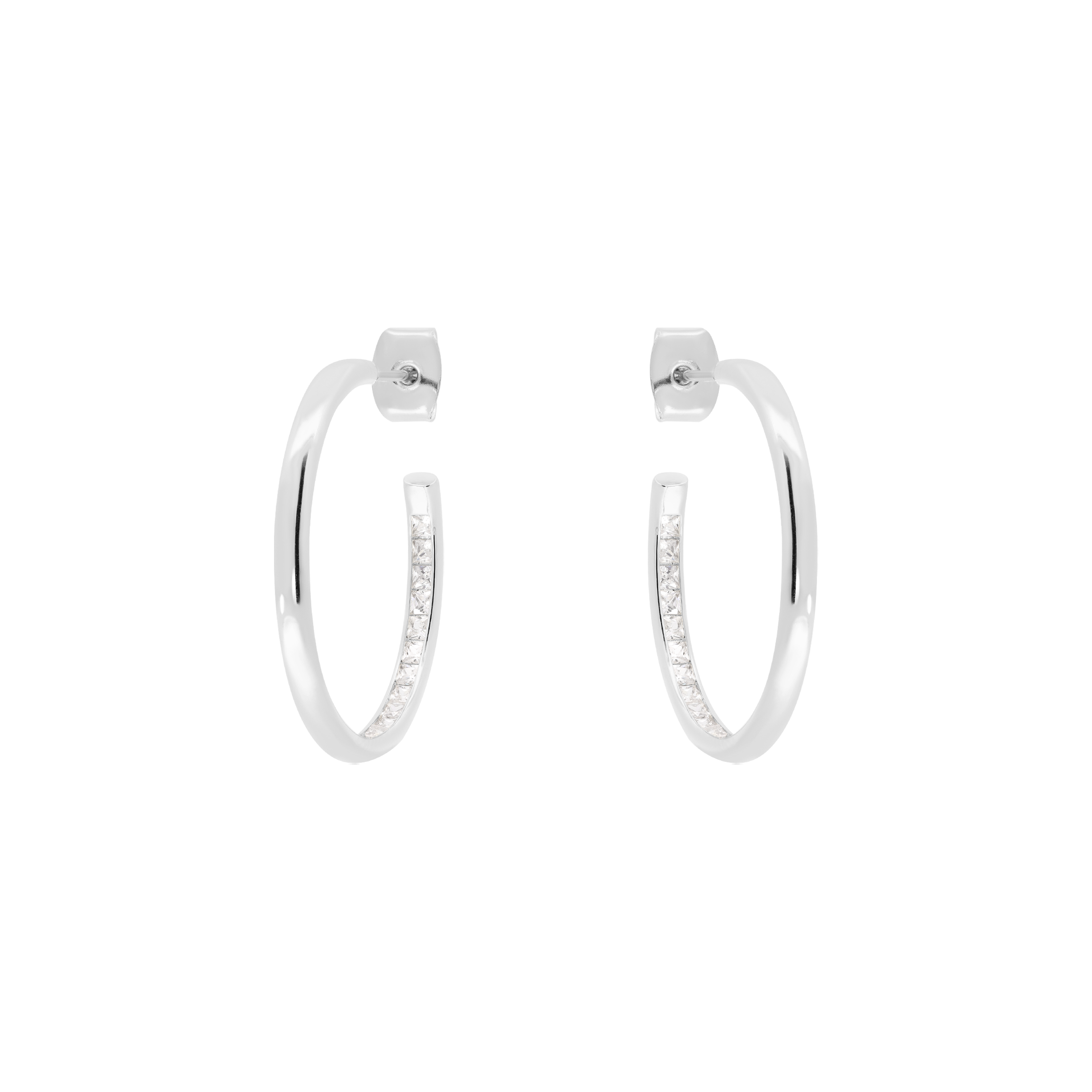Afterglow Gemstone Statement Hoop Earrings - Silver