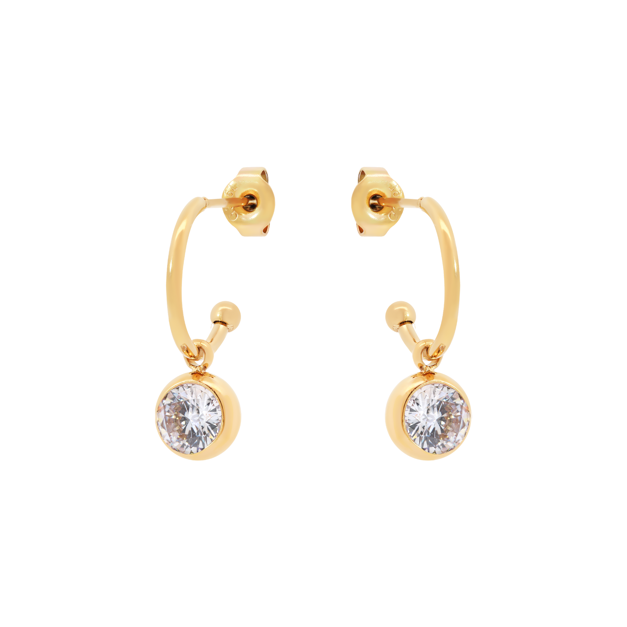 Almost Gemstone Stud Earring Half Hoops - Gold – Loveless Friday