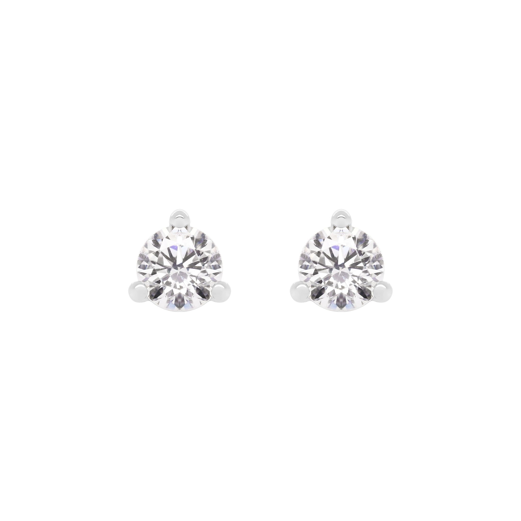 April Diamond Birthstone Earring Studs - Sterling Silver