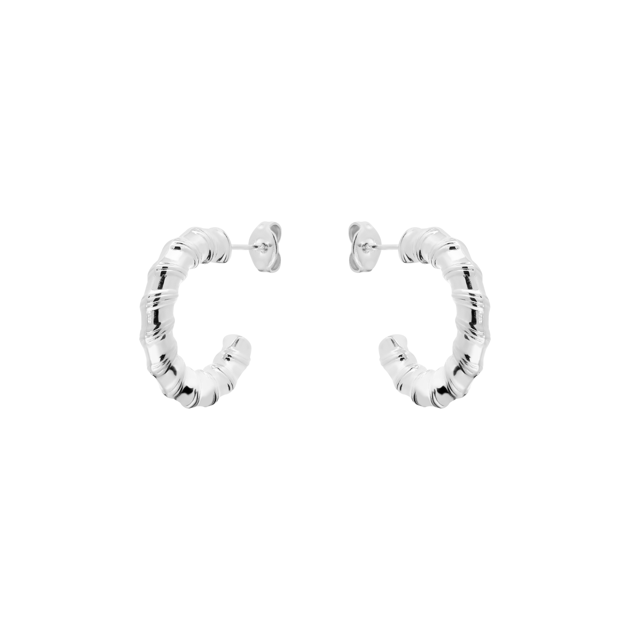 Aria Statement Twist Earring Hoops - Silver