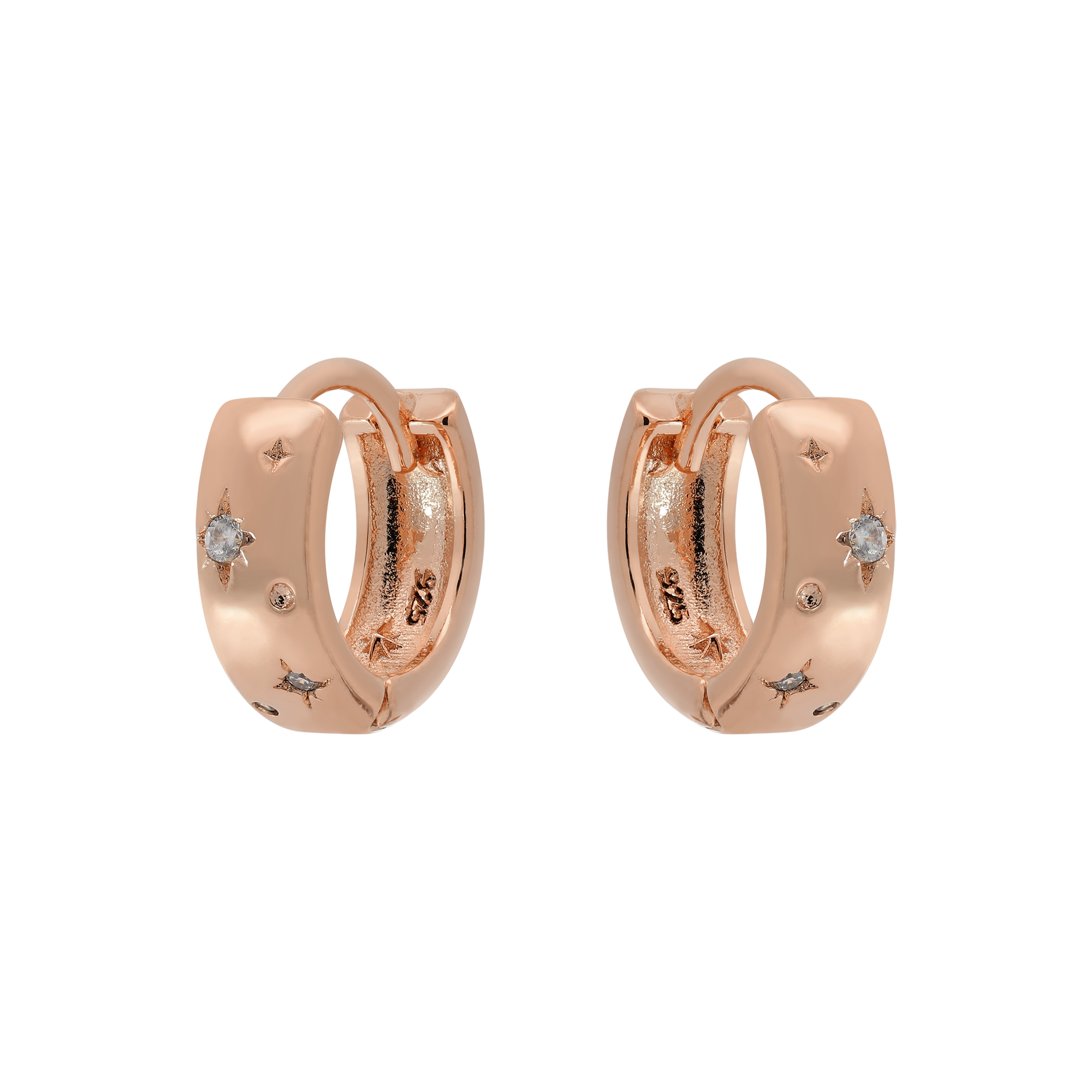 Astral Star Huggie Hoop Earrings - Rose Gold