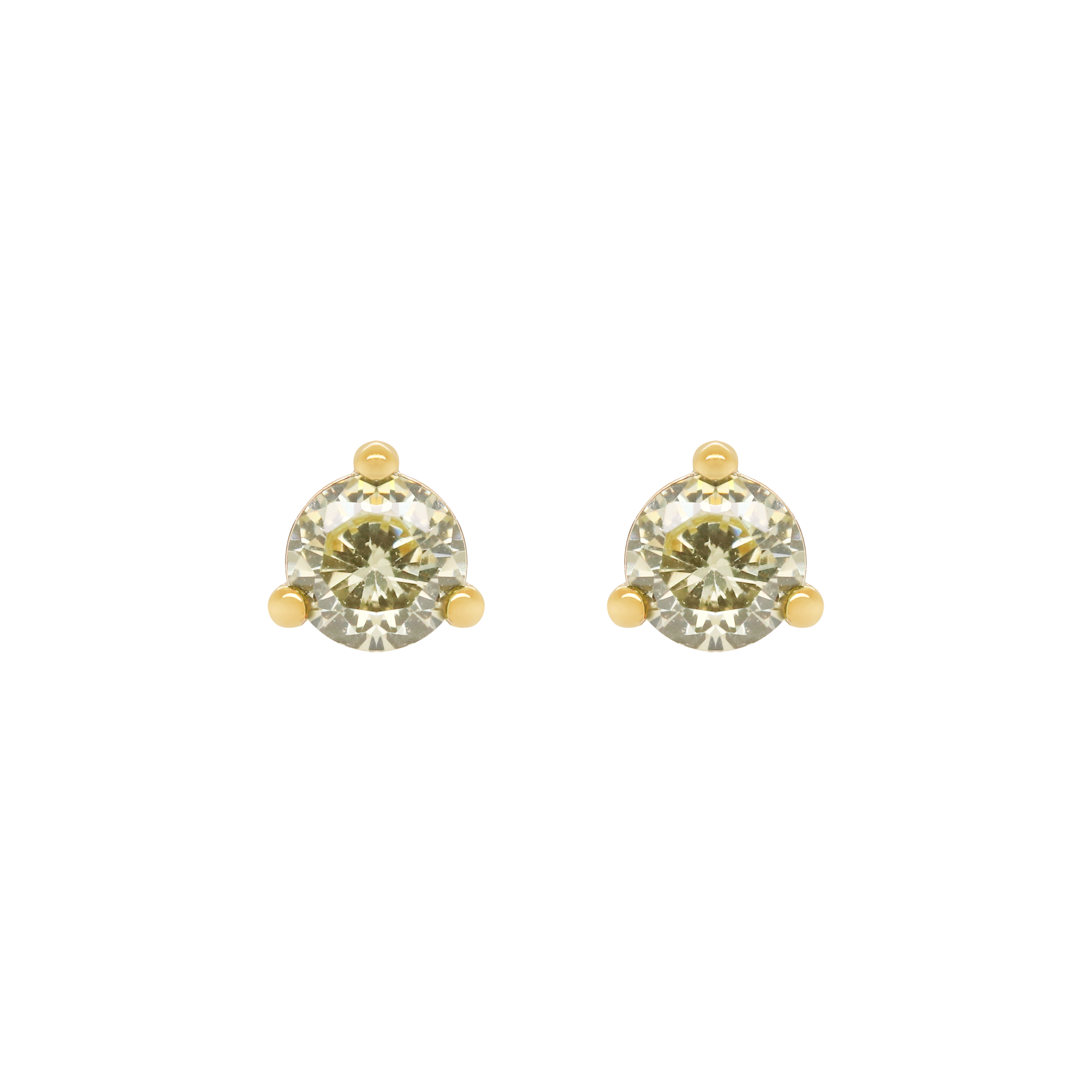 August Peridot Birthstone Earrings Studs - Gold